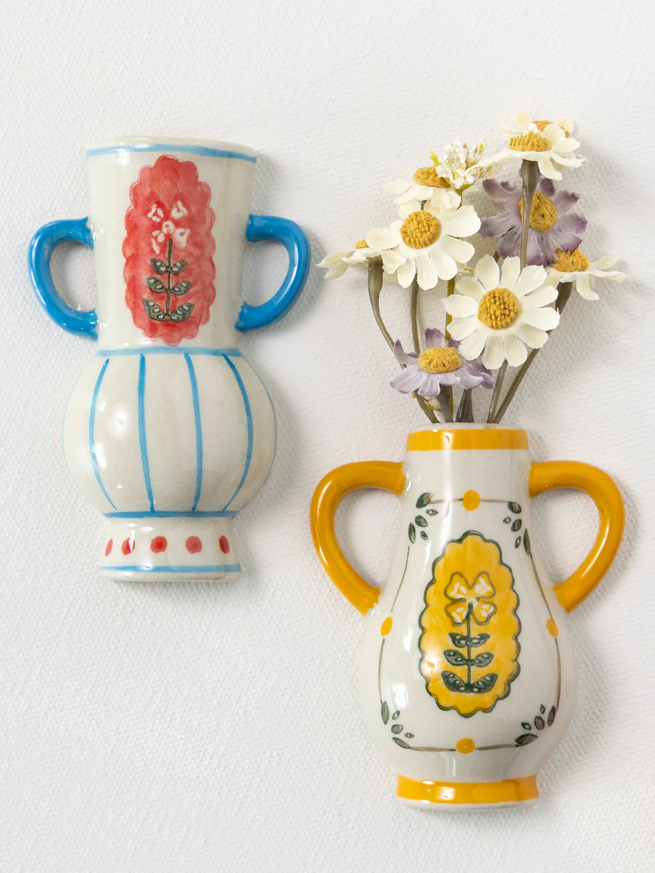 Stoneware Mini Vase Magnets, Set of 2