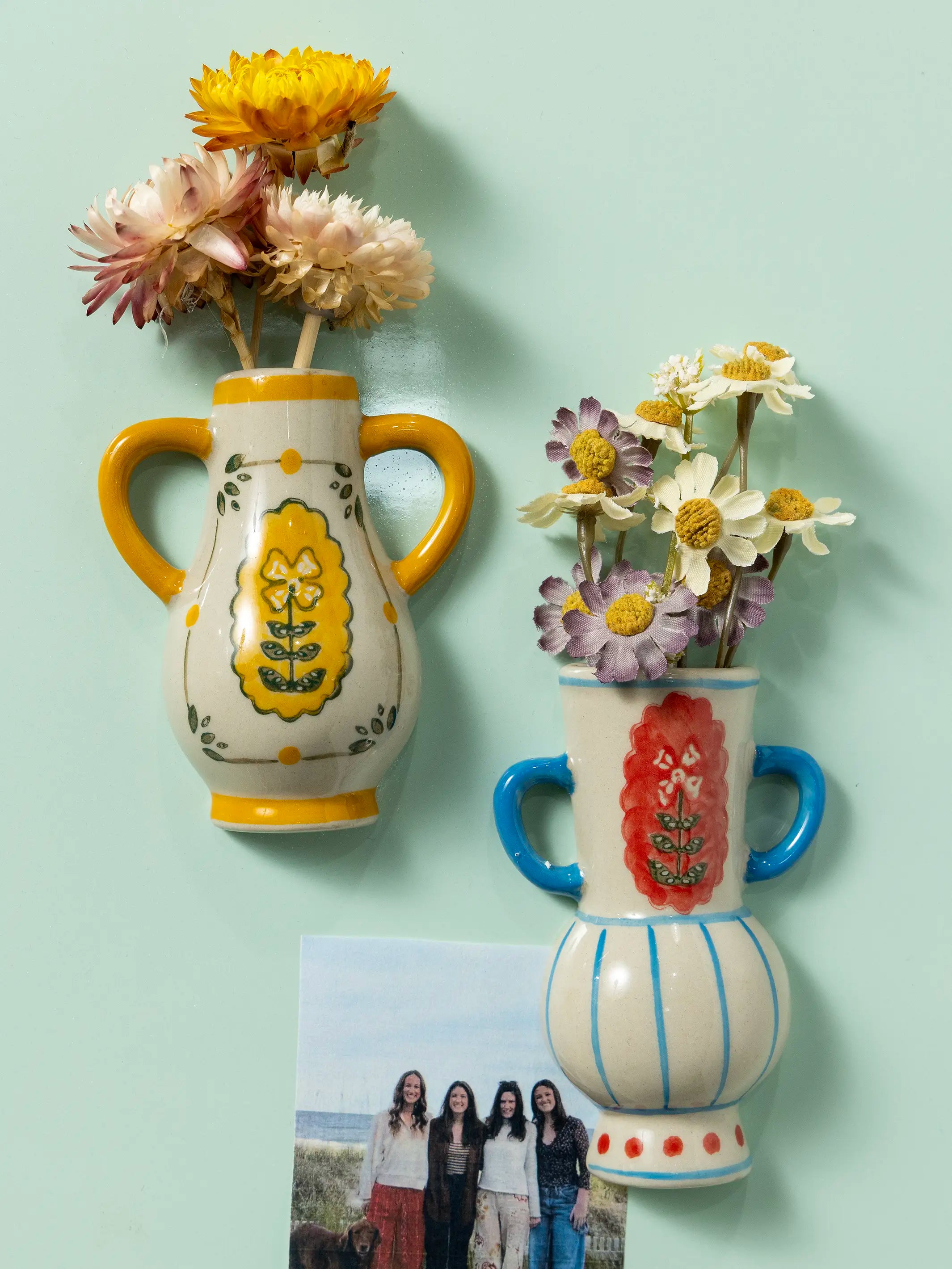Stoneware Mini Vase Magnets, Set of 2