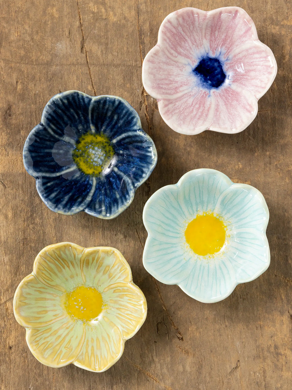 Stoneware Flower Bowls, Set of 4