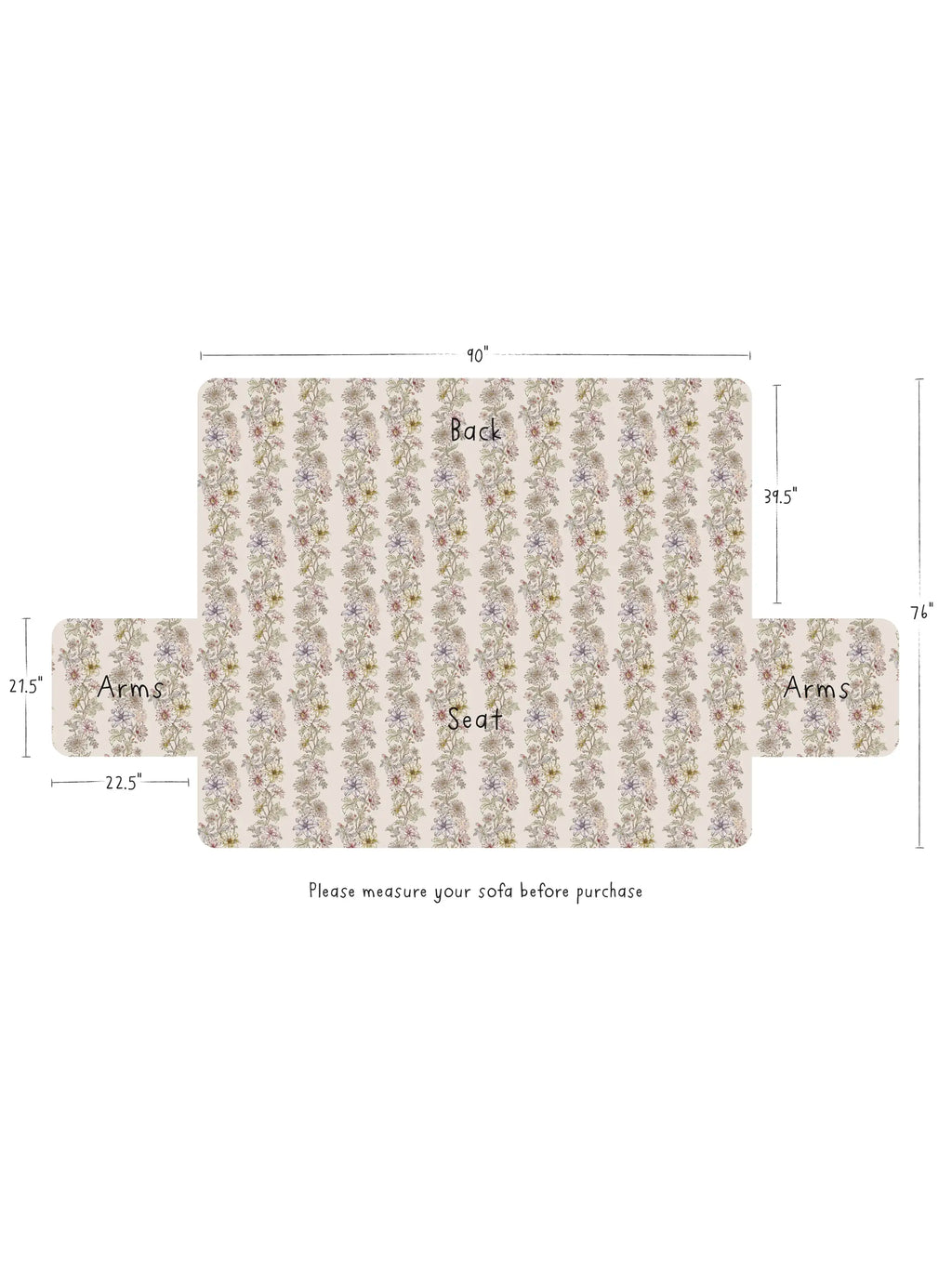 Mom's Favorite Sofa Cover - Ivory Dahlia Rows