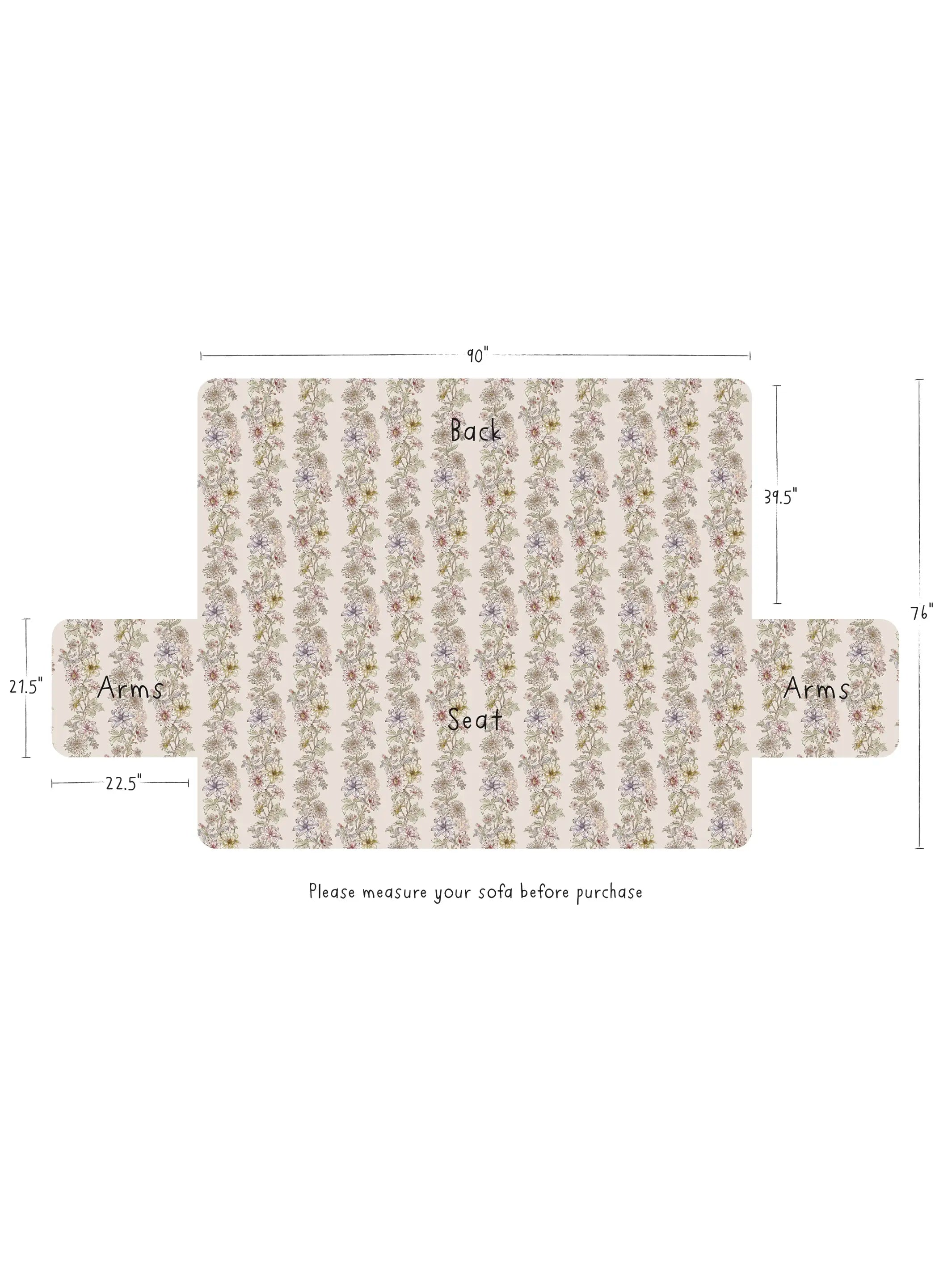Mom's Favorite Sofa Cover - Ivory Dahlia Rows