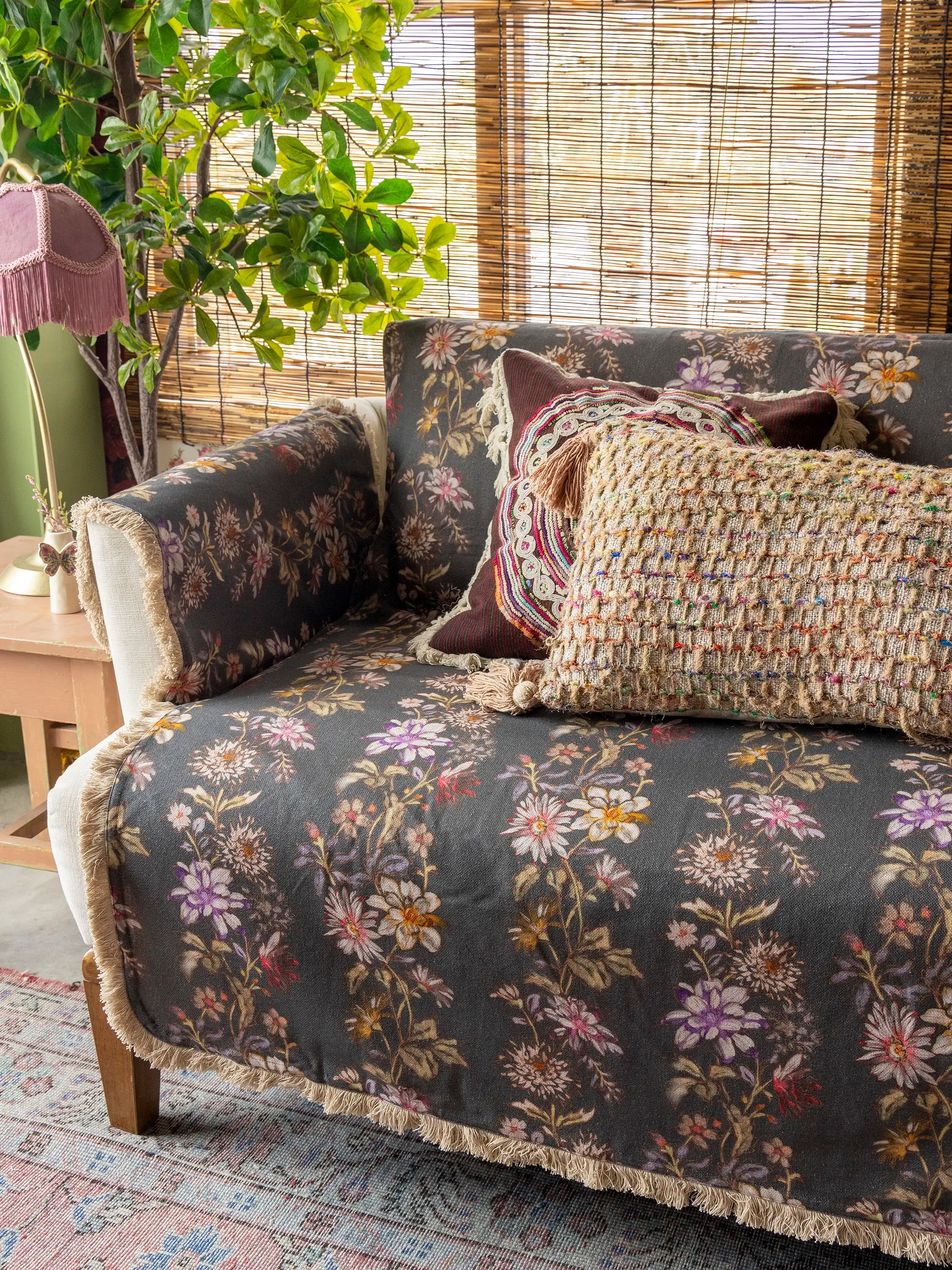 Mom's Favorite Sofa Cover - Chocolate Dahlia Rows