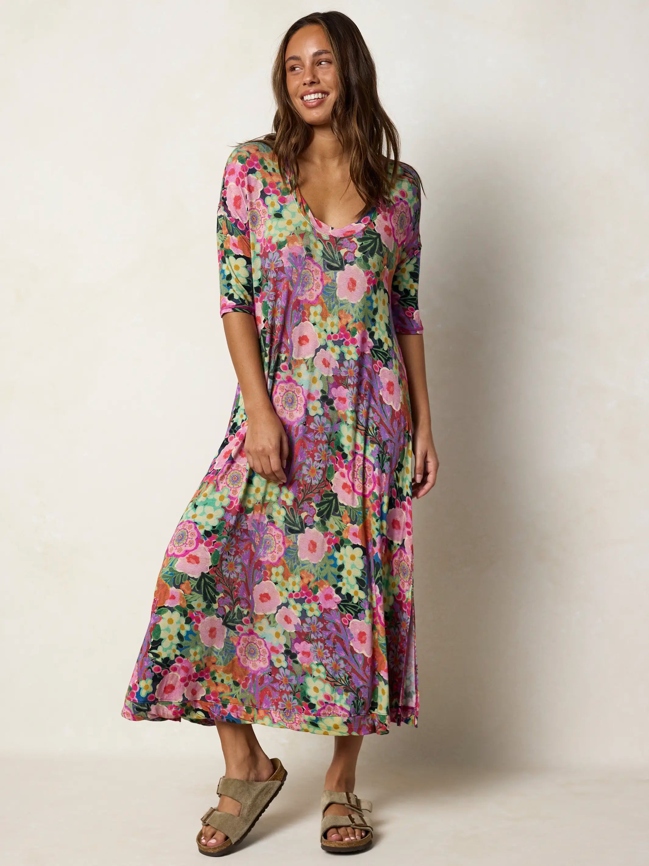 All Day ButterSoft Tee Dress - Pink Painted Garden