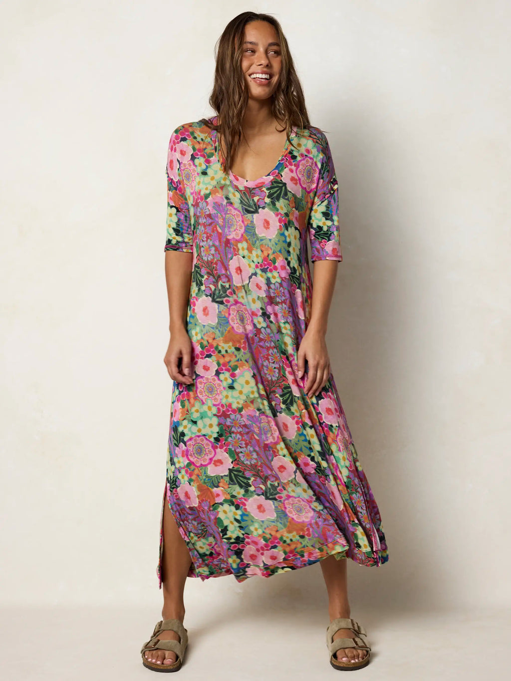 All Day ButterSoft Tee Dress - Pink Painted Garden