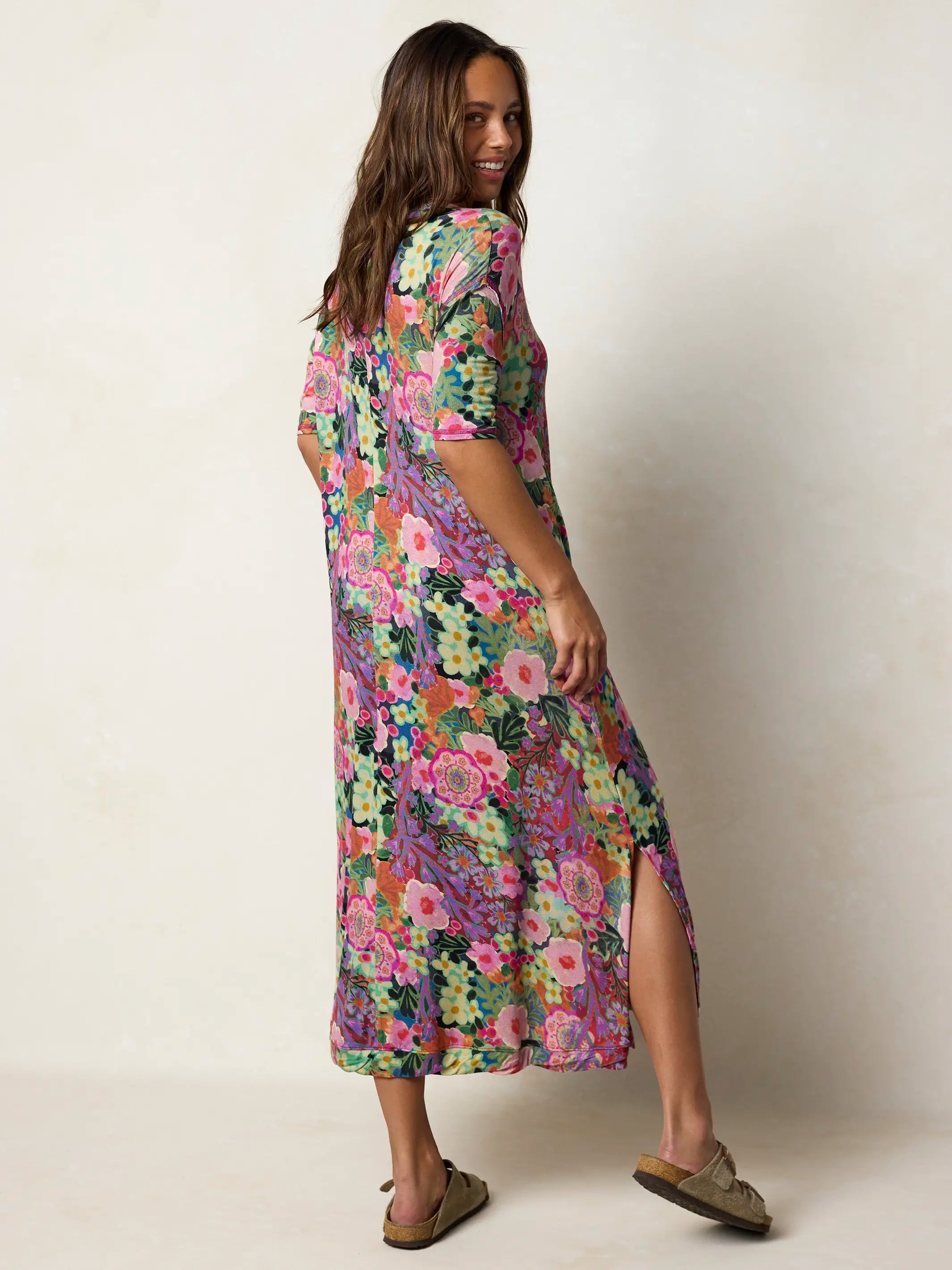 All Day ButterSoft Tee Dress - Pink Painted Garden