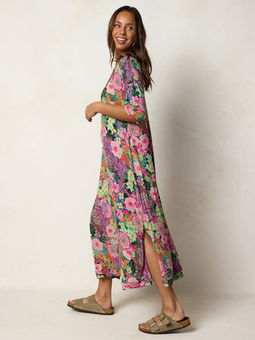 All Day ButterSoft Tee Dress - Pink Painted Garden