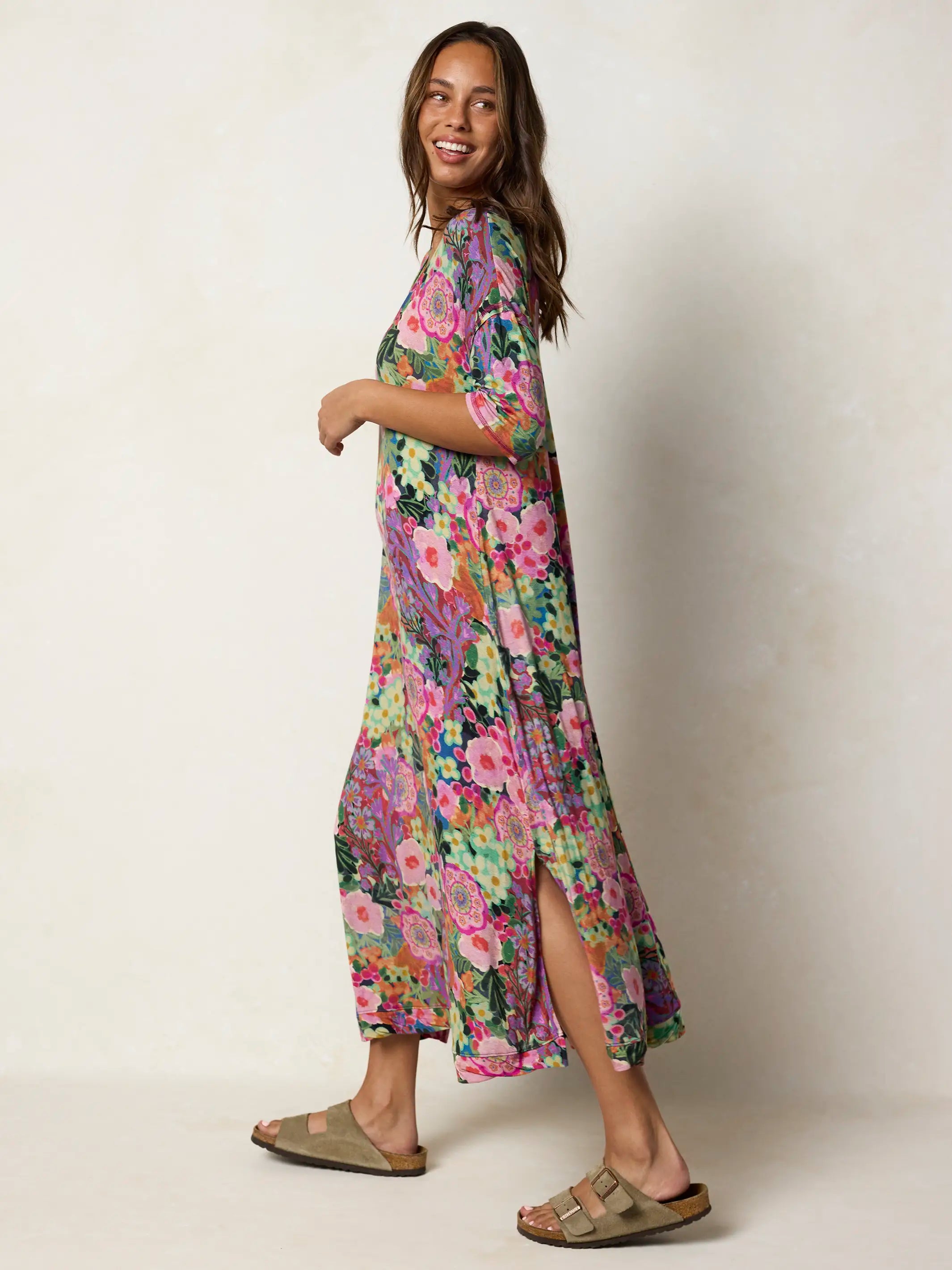 All Day ButterSoft Tee Dress - Pink Painted Garden