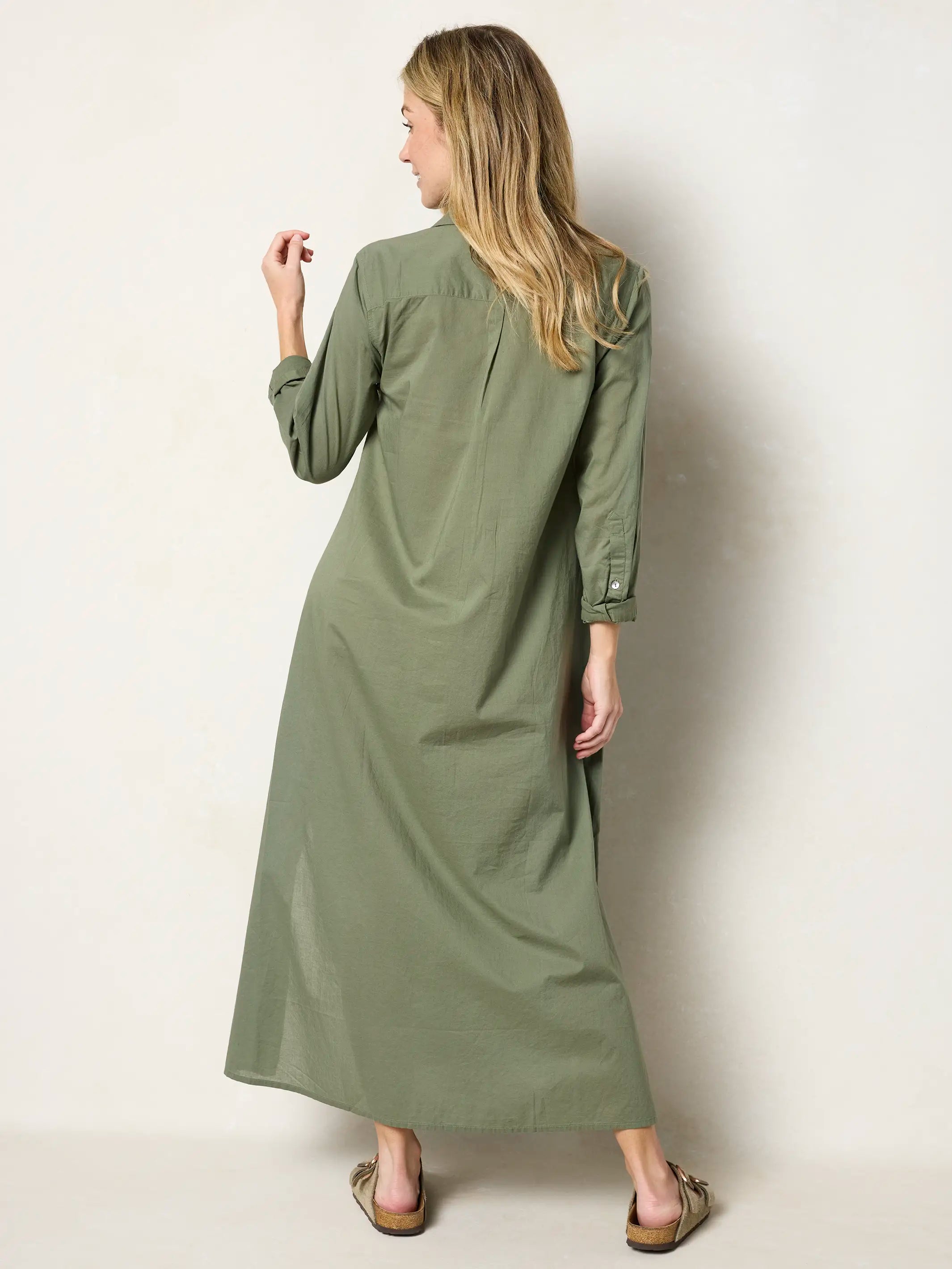 Drew Cotton Shirt Dress - Olive