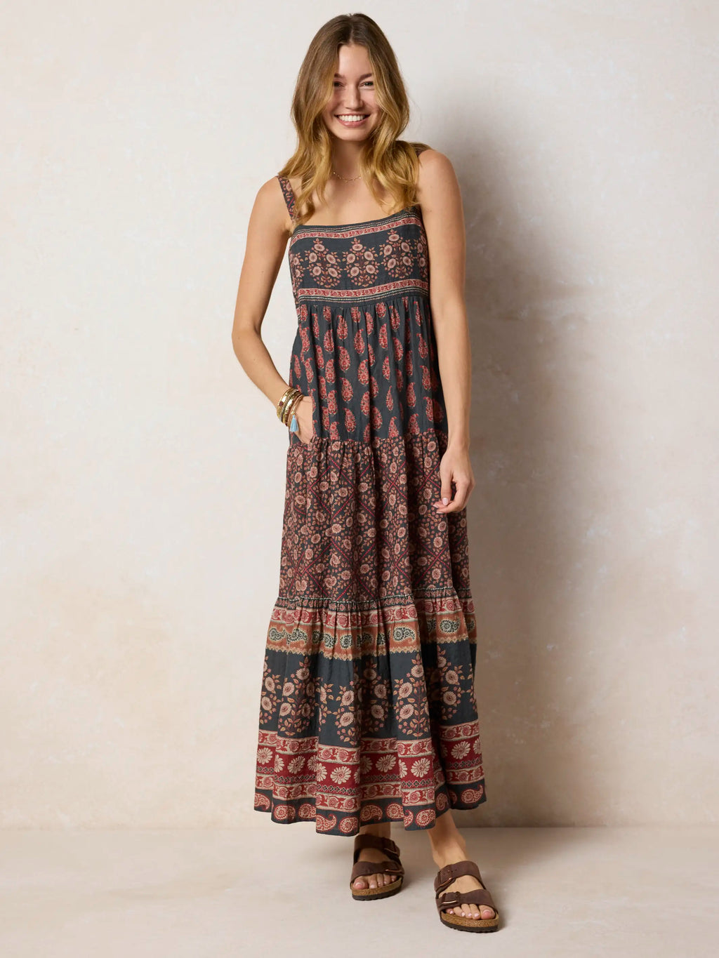 Patricia Maxi Dress - Wildflower Medallion Border
