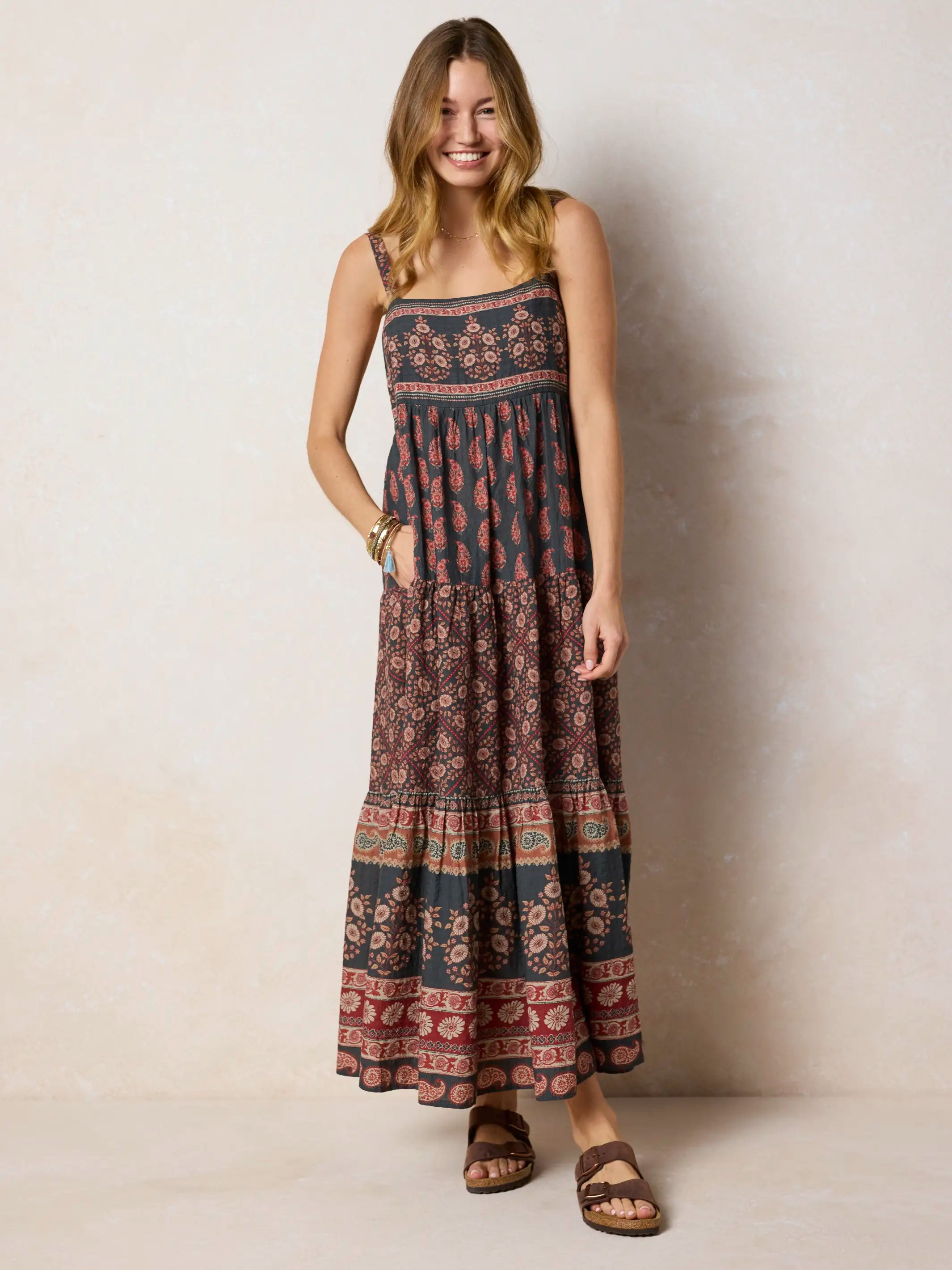 Patricia Maxi Dress - Wildflower Medallion Border