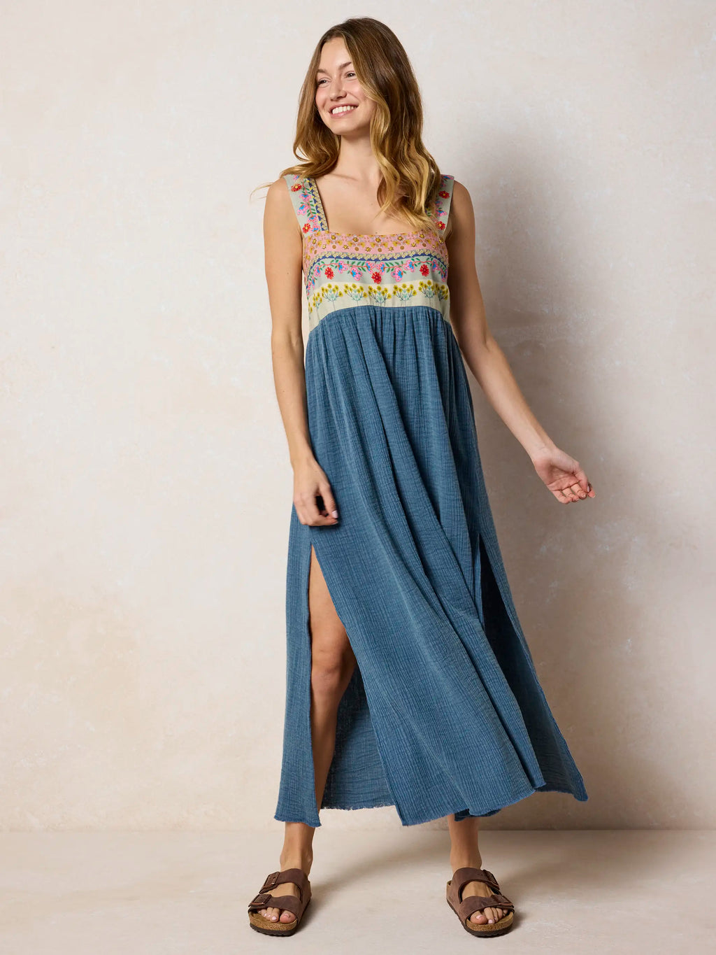 Tricia Embellished Maxi Dress - Slate Blue