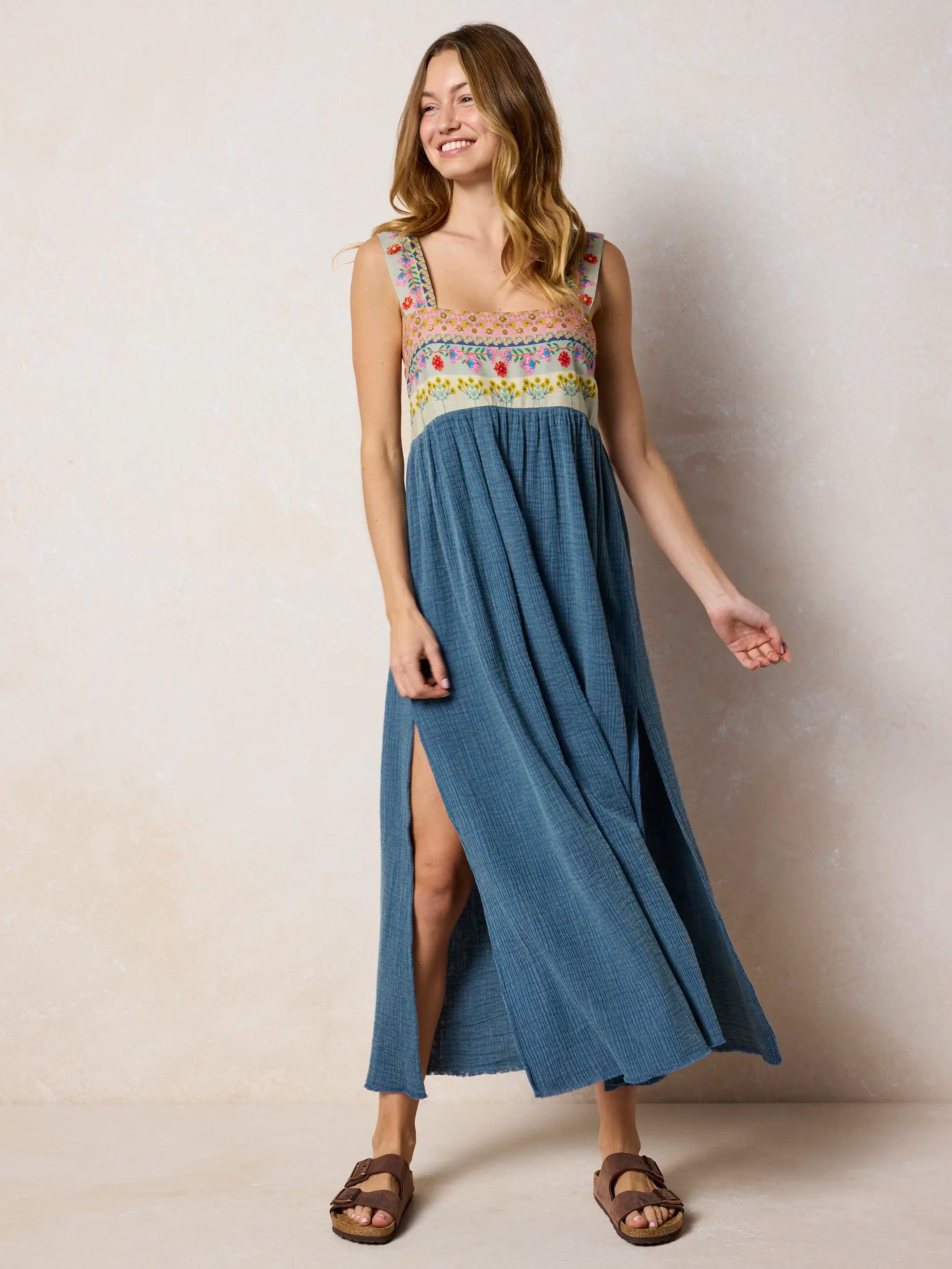 Tricia Embellished Maxi Dress - Slate Blue