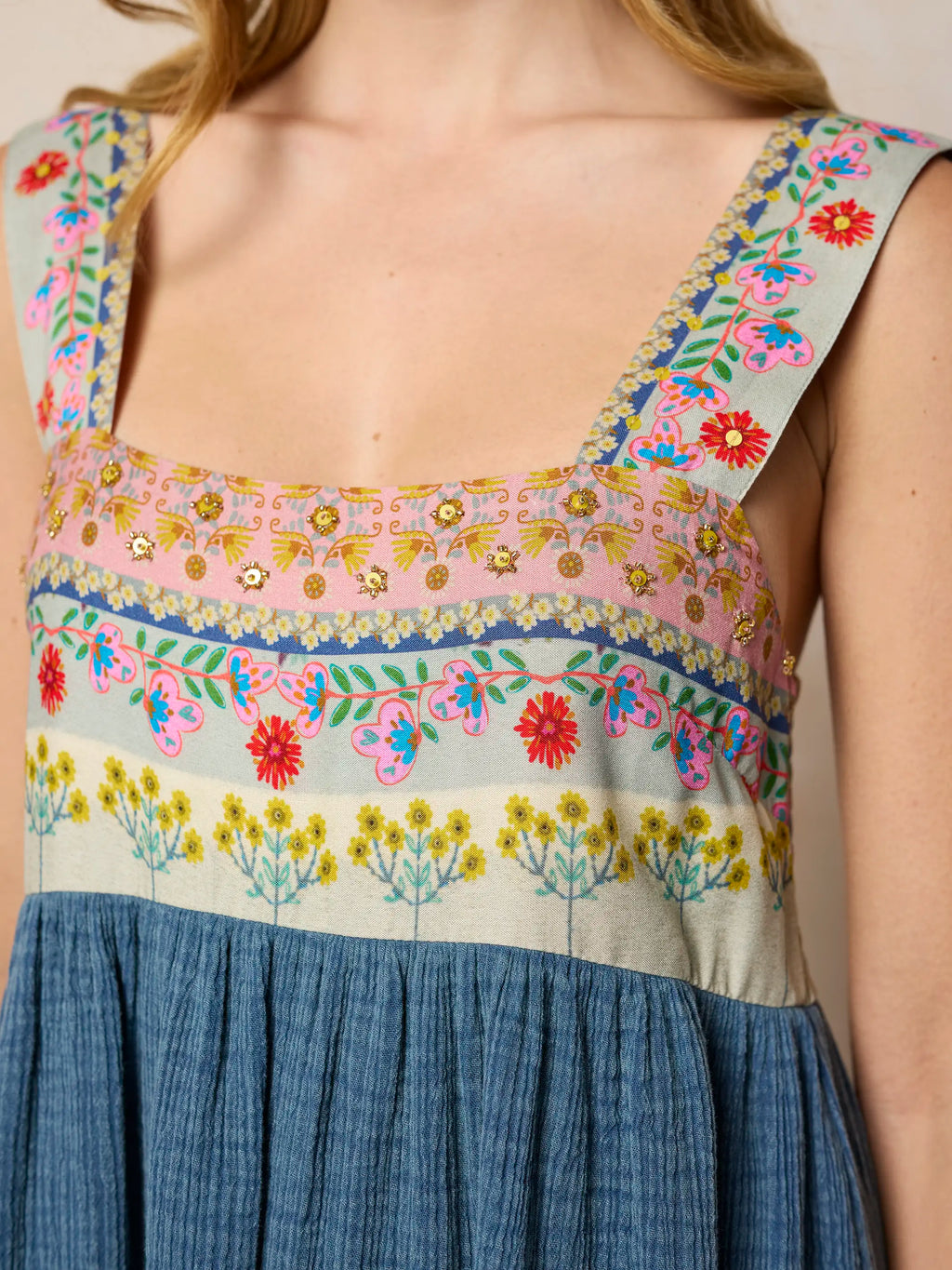 Tricia Embellished Maxi Dress - Slate Blue