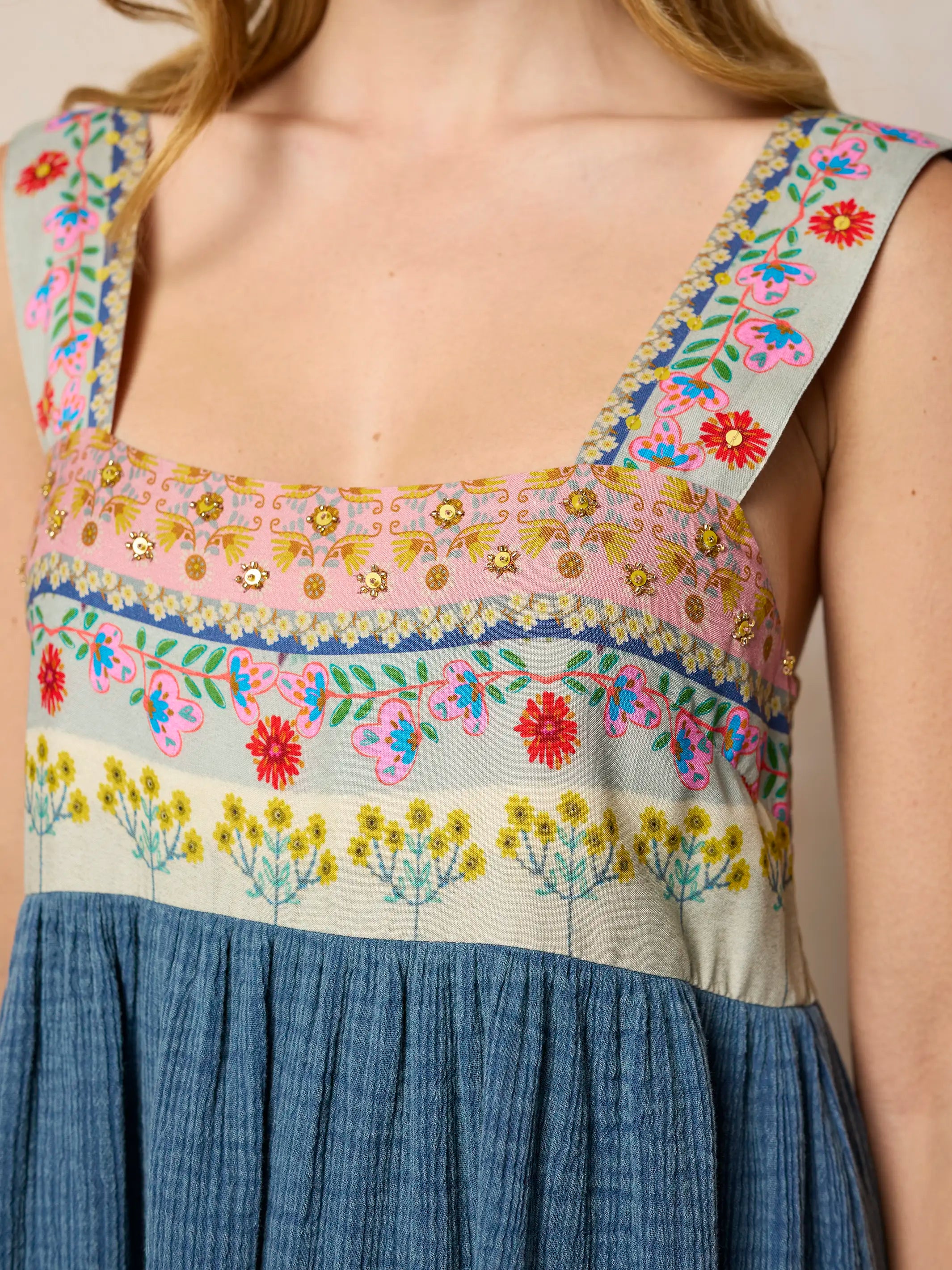 Tricia Embellished Maxi Dress - Slate Blue