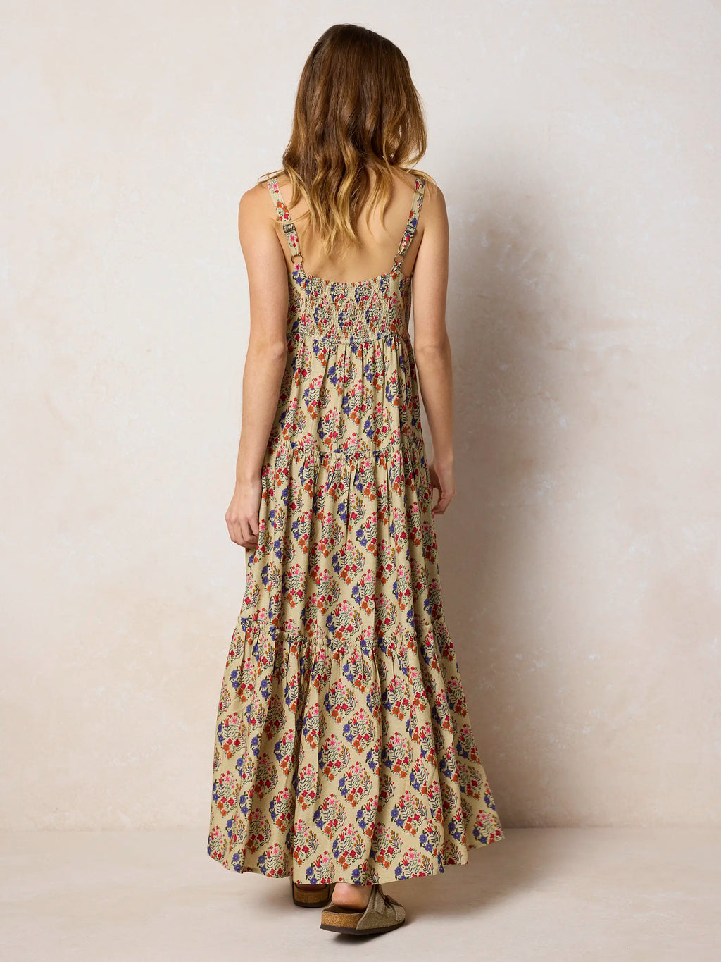 Cami Tie-Front Maxi Dress - Ditsy Diamonds Cream
