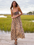 Cami Tie-Front Maxi Dress - Ditsy Diamonds Cream
