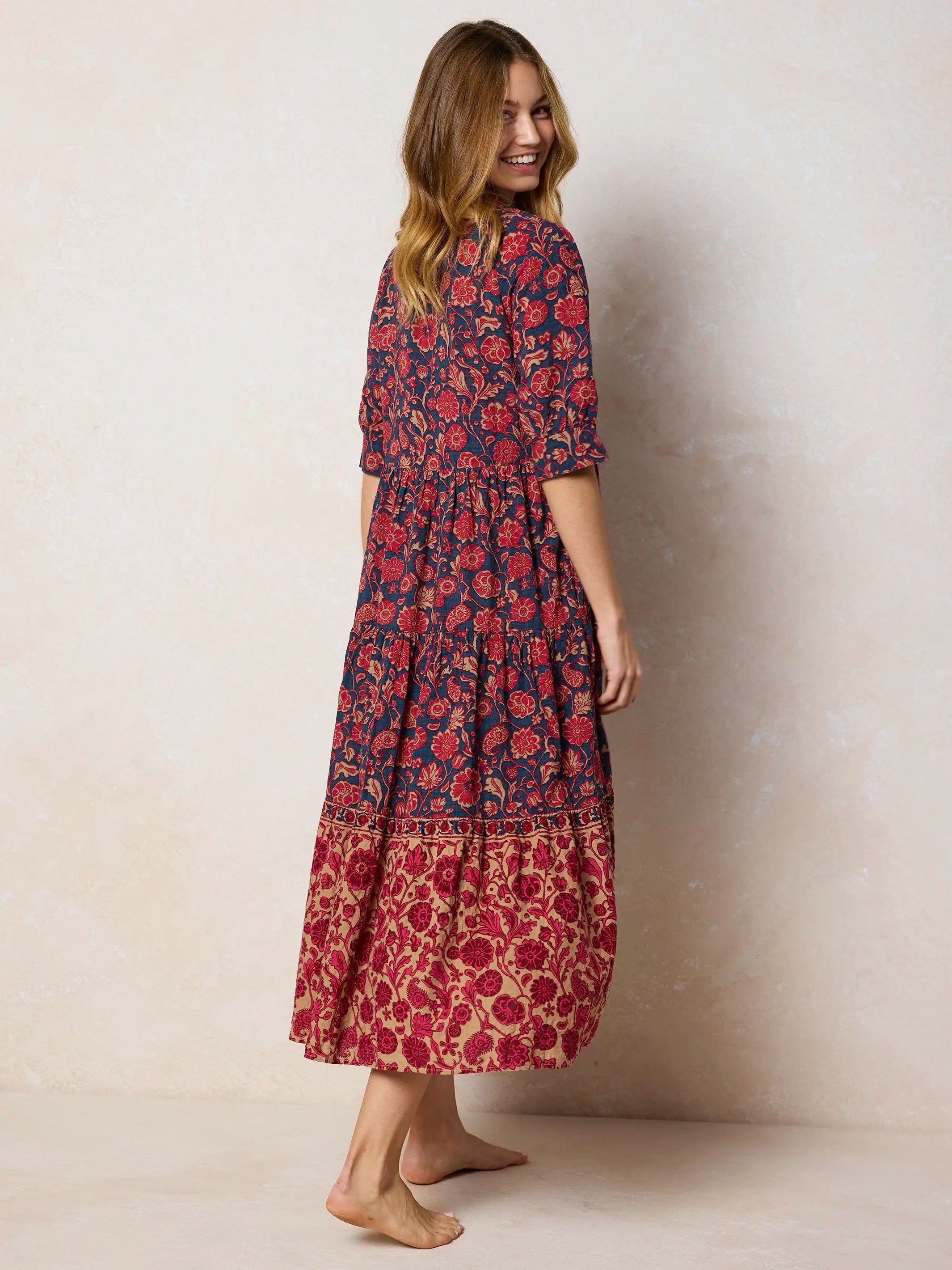 Rebecca Midi Dress - Ornate Paisley Navy