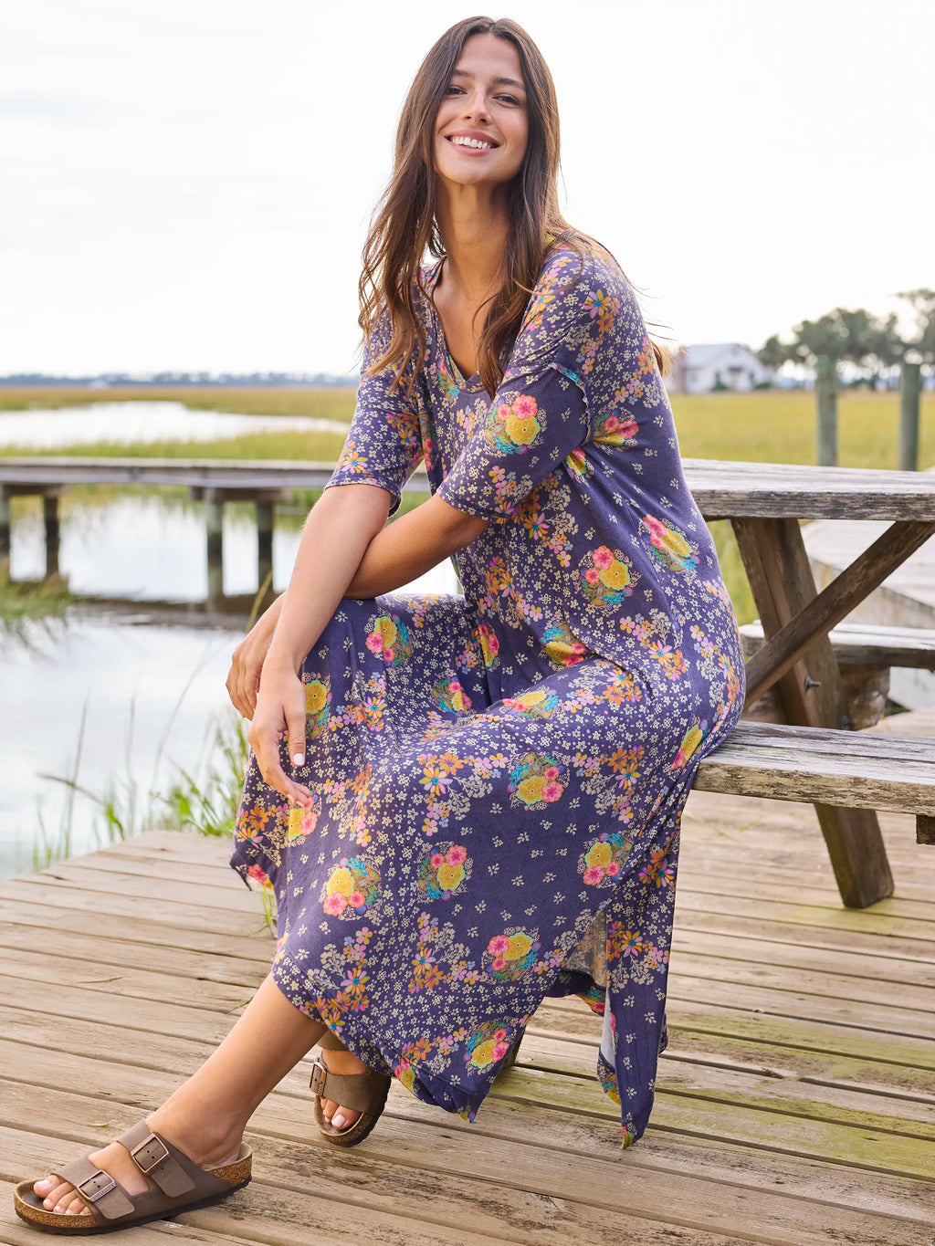 All Day ButterSoft Tee Dress - Tropic Bandana Navy