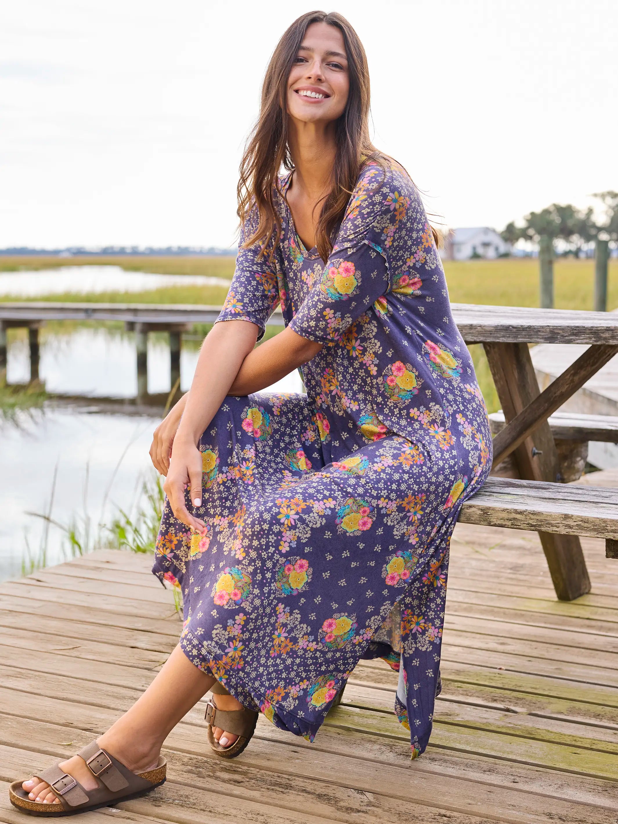 All Day ButterSoft Tee Dress - Tropic Bandana Navy