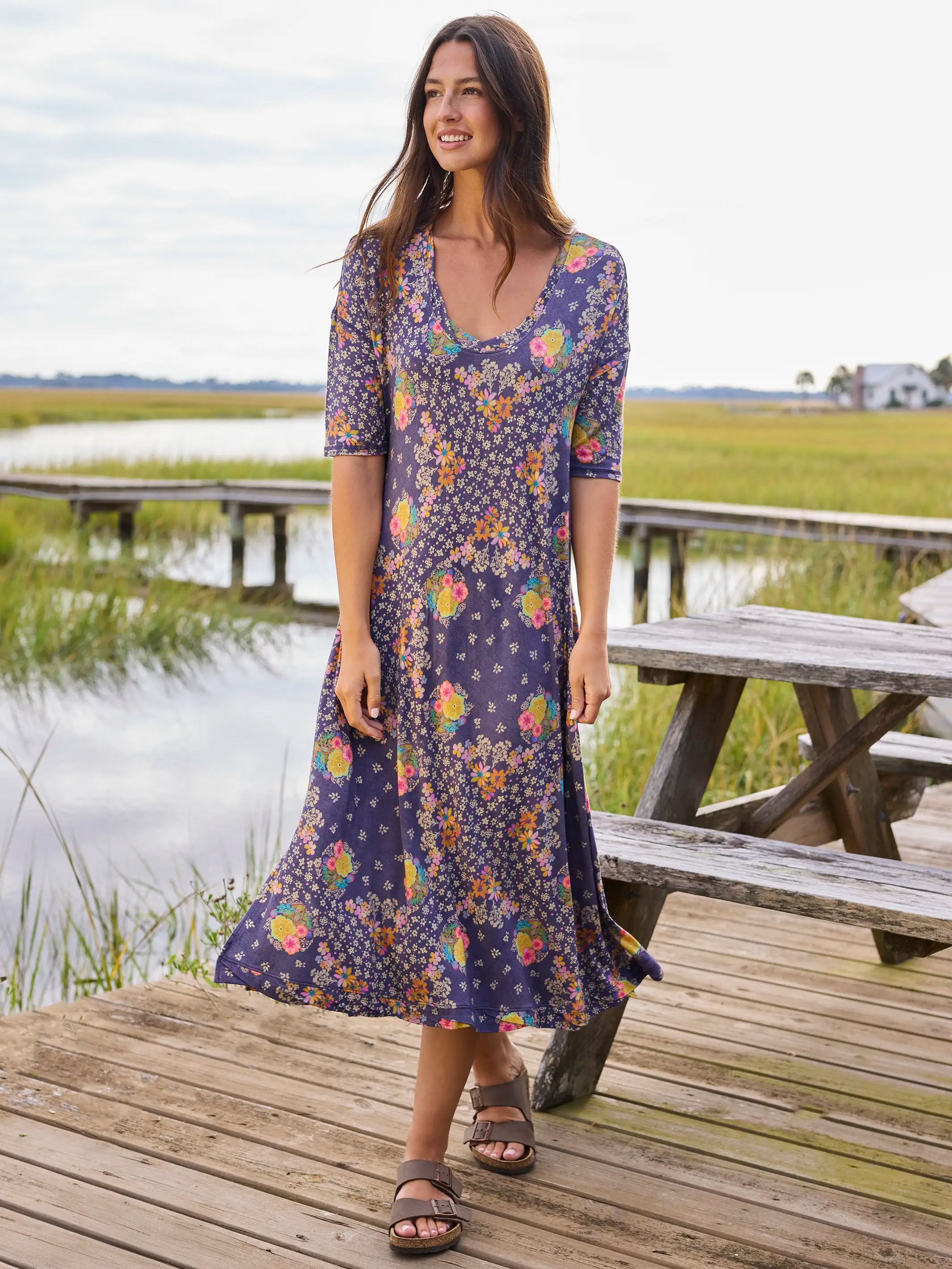 All Day ButterSoft Tee Dress - Tropic Bandana Navy