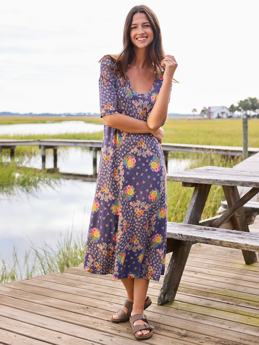 All Day ButterSoft Tee Dress - Tropic Bandana Navy