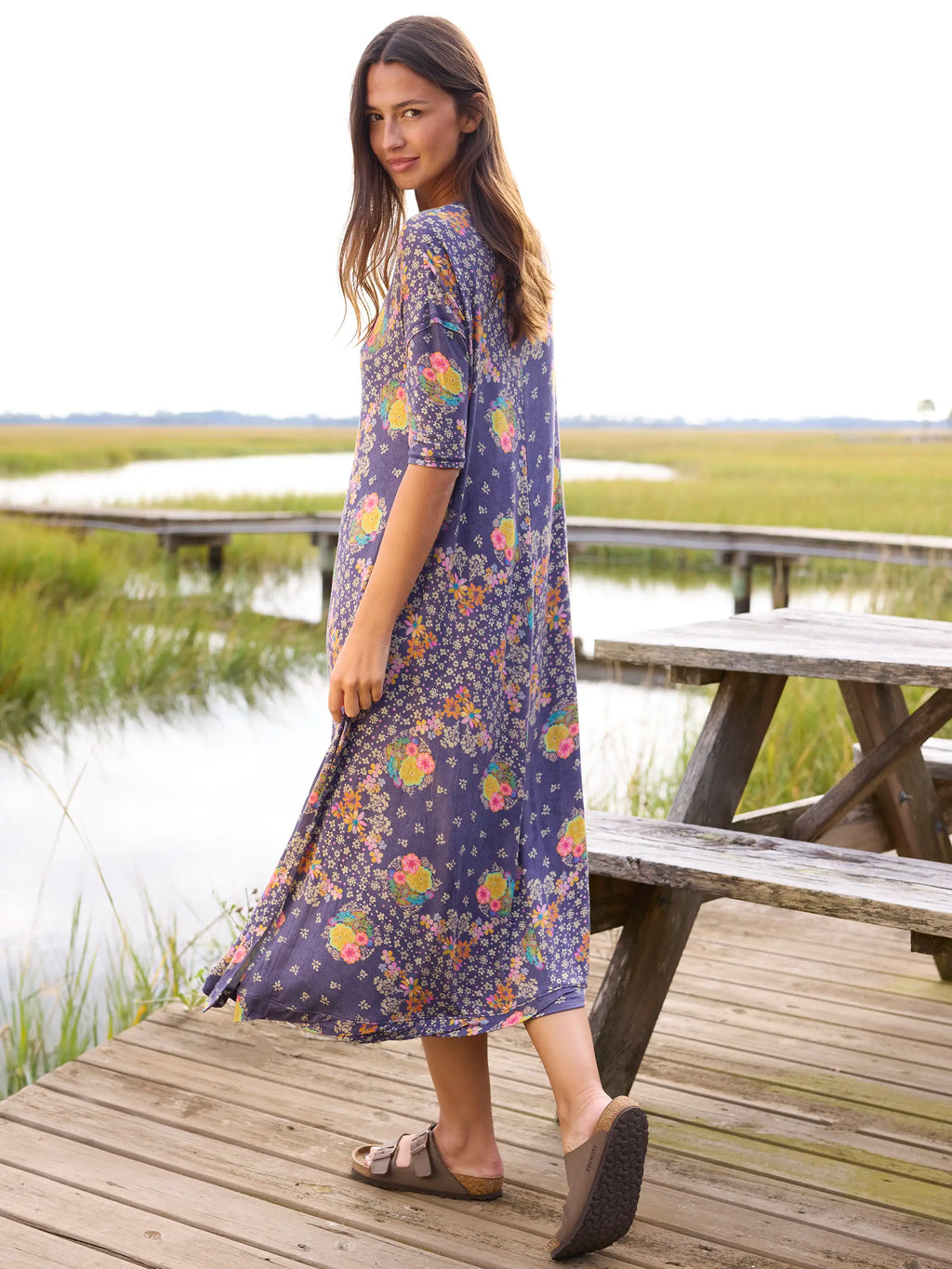 All Day ButterSoft Tee Dress - Tropic Bandana Navy