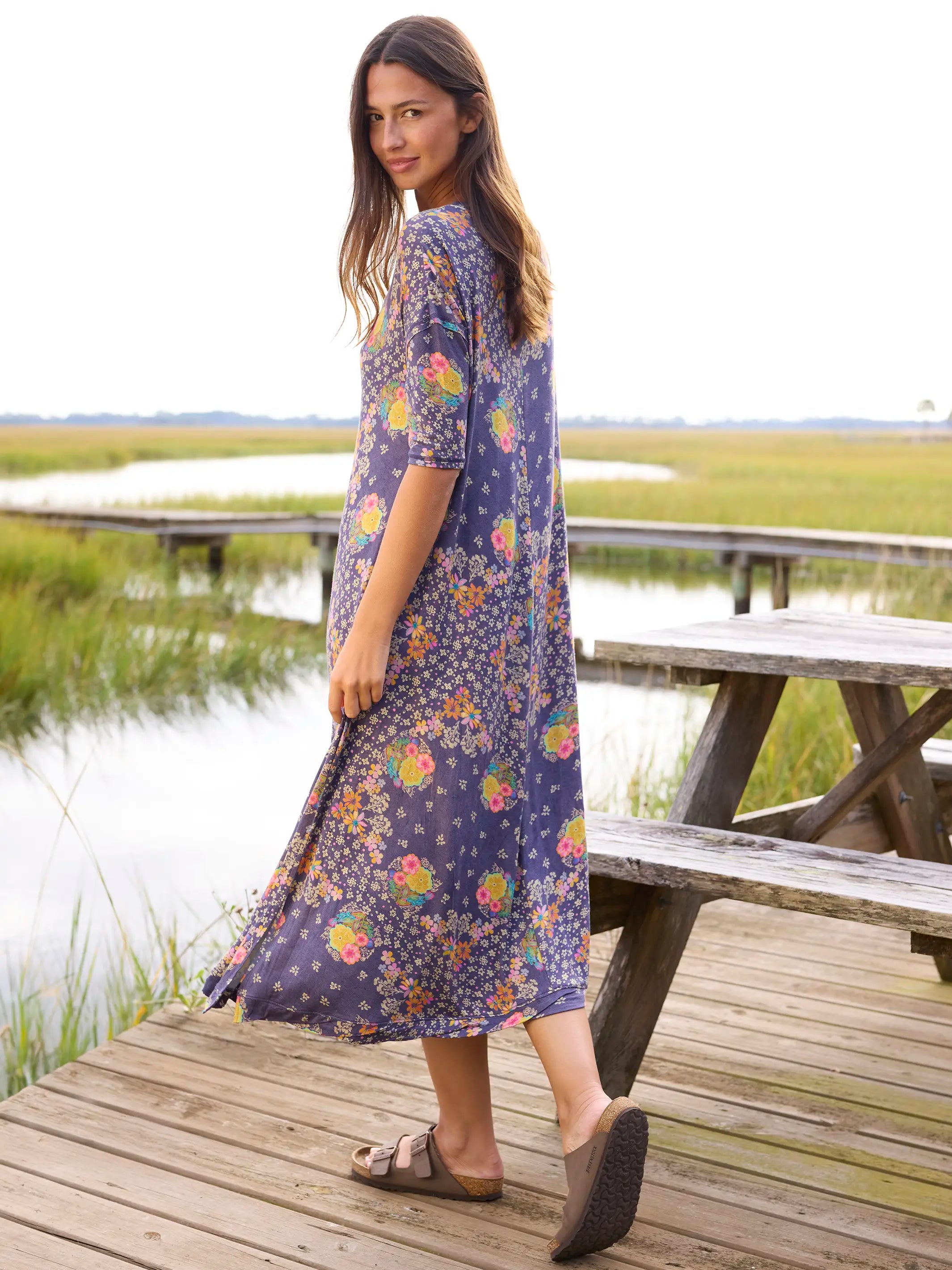 All Day ButterSoft Tee Dress - Tropic Bandana Navy