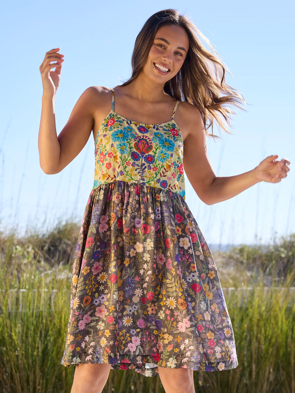 Lana Dress - Flung Floral Wildflowers