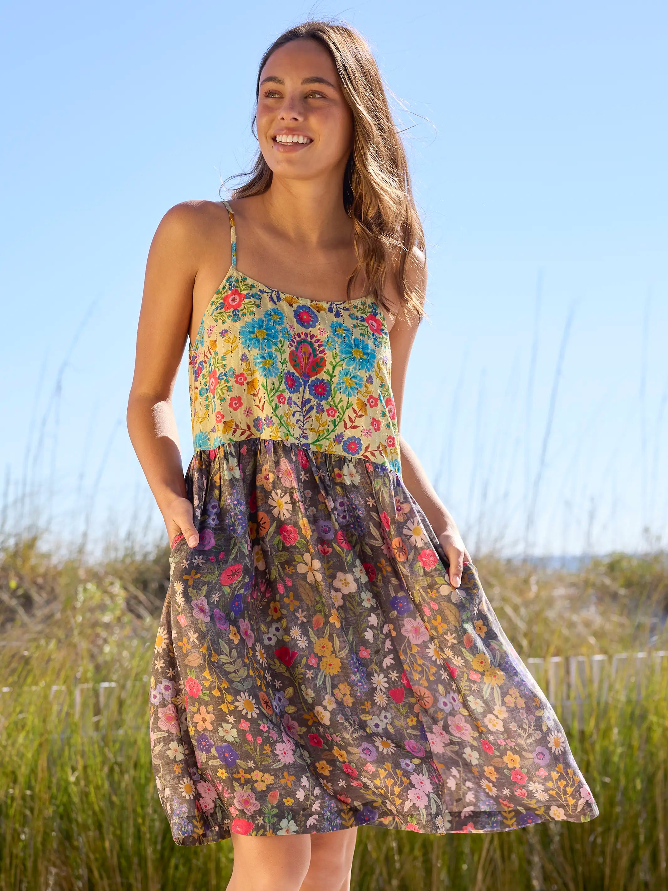 Lana Dress - Flung Floral Wildflowers