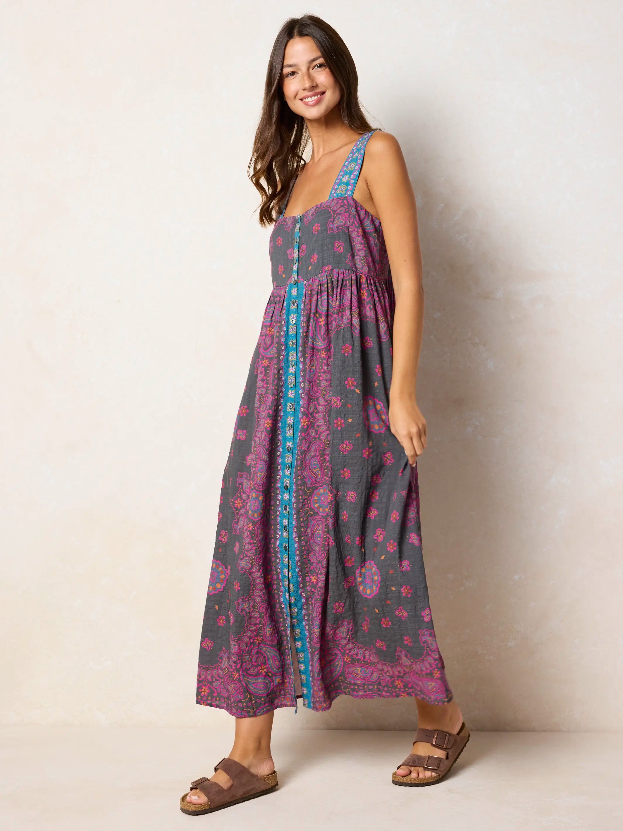Lucy Maxi Dress - Brimfield Bandana Charcoal