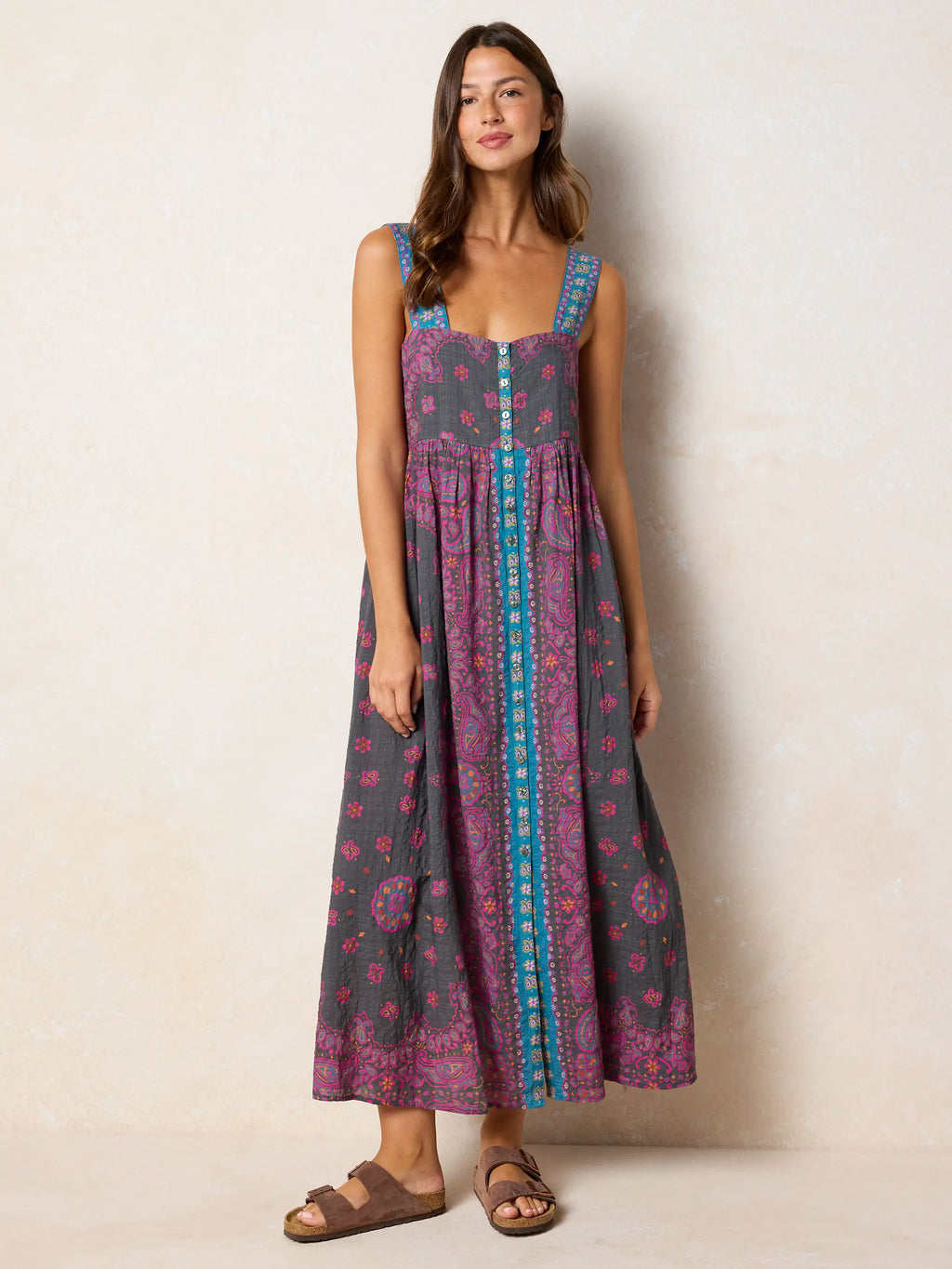 Lucy Maxi Dress - Brimfield Bandana Charcoal