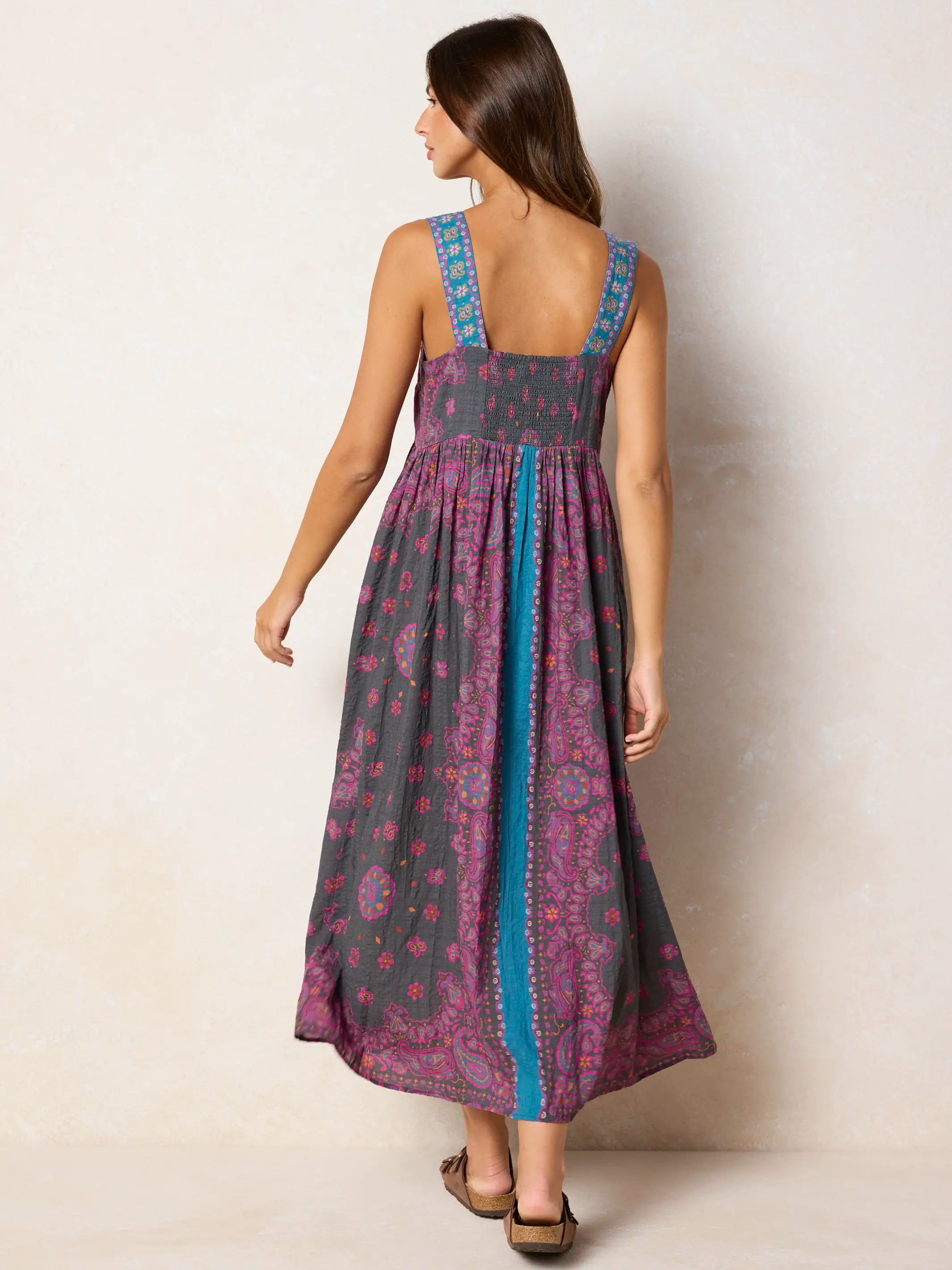 Lucy Maxi Dress - Brimfield Bandana Charcoal