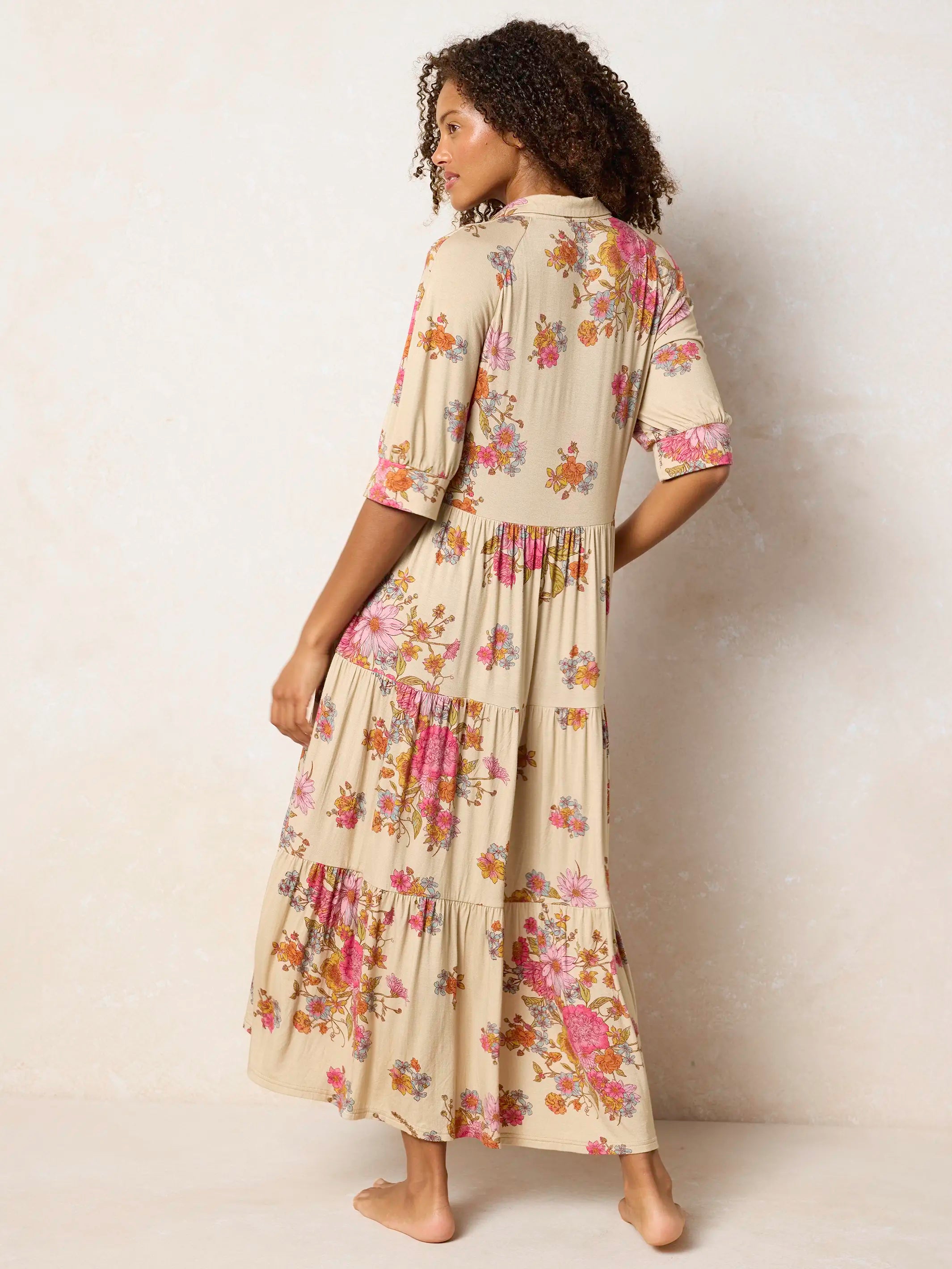 Rebecca ButterSoft Midi Dress - English Garden Cream