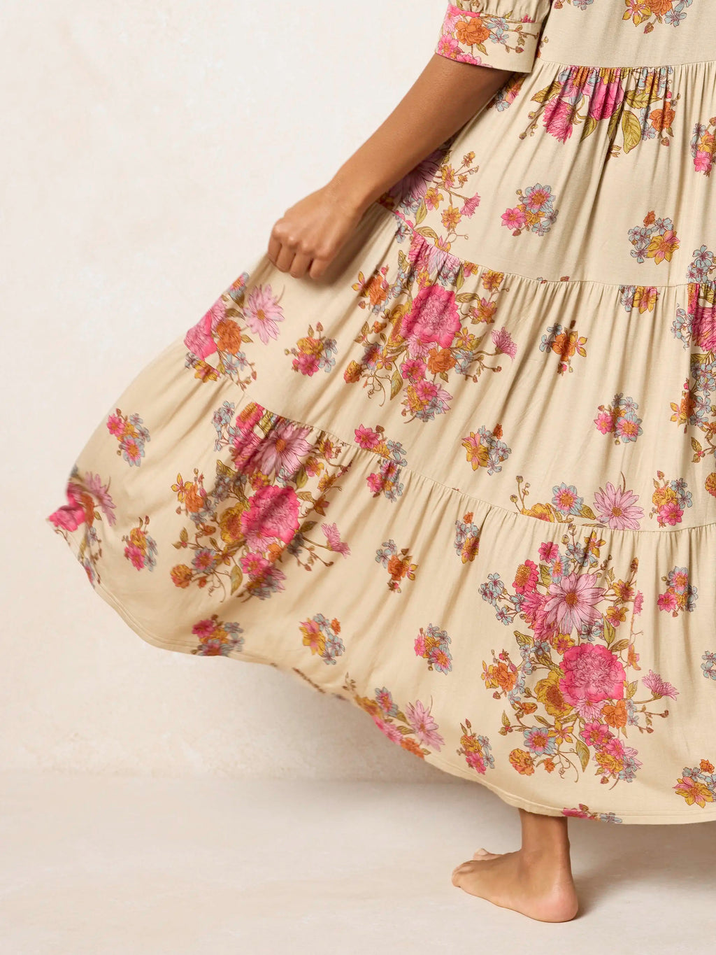 Rebecca ButterSoft Midi Dress - English Garden Cream