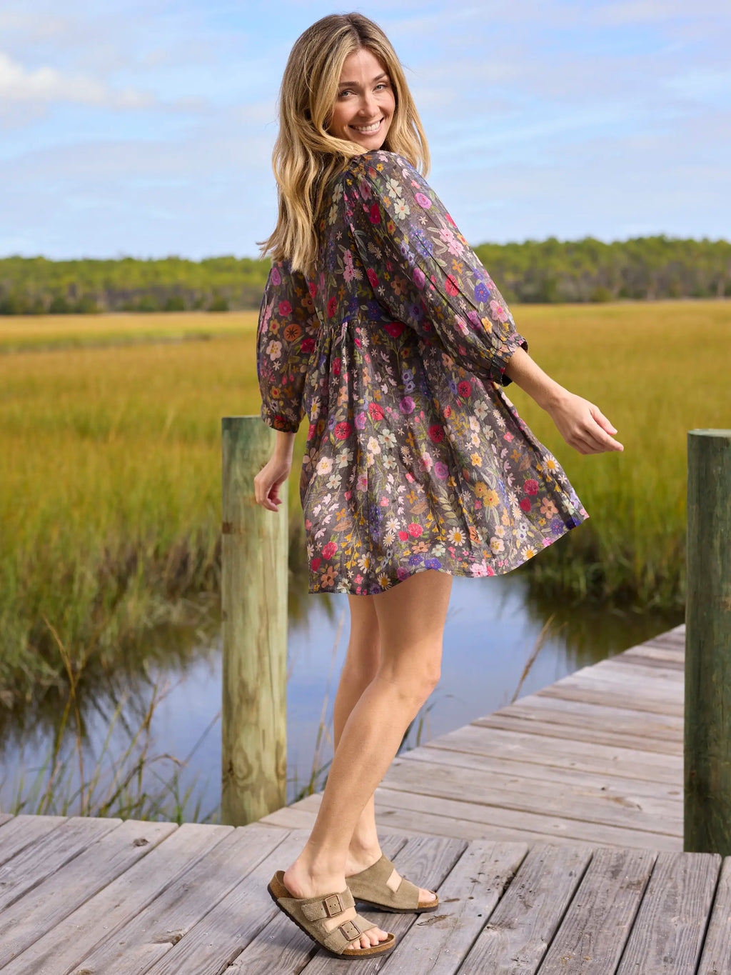 Rose Embroidered Mini Dress - Flung Floral Wildflowers