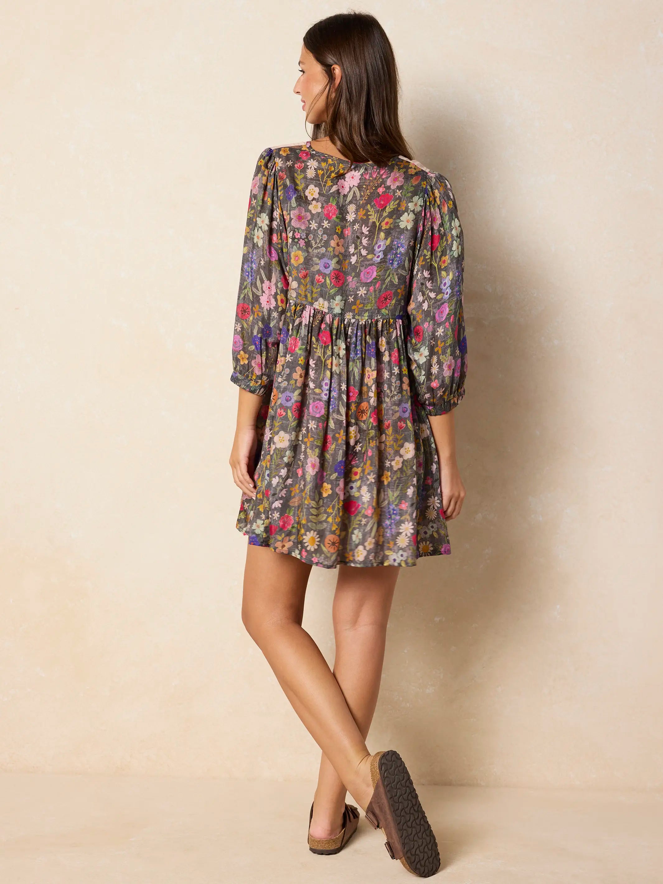 Rose Embroidered Mini Dress - Flung Floral Wildflowers