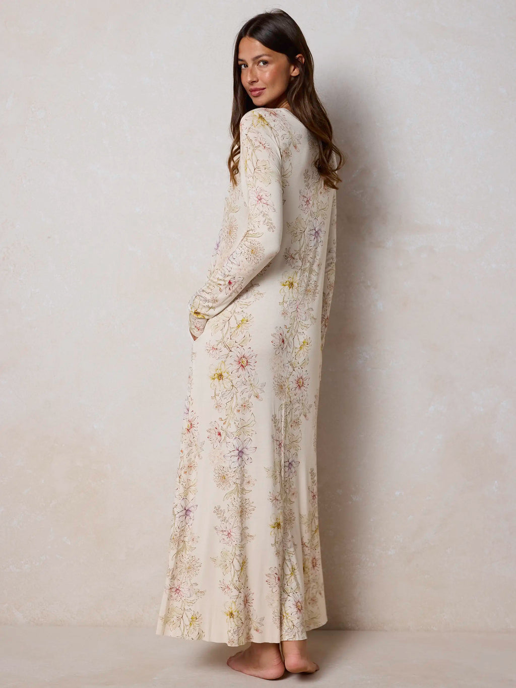 Stevie ButterSoft Knit Maxi Dress - Ivory Dahlia Rows