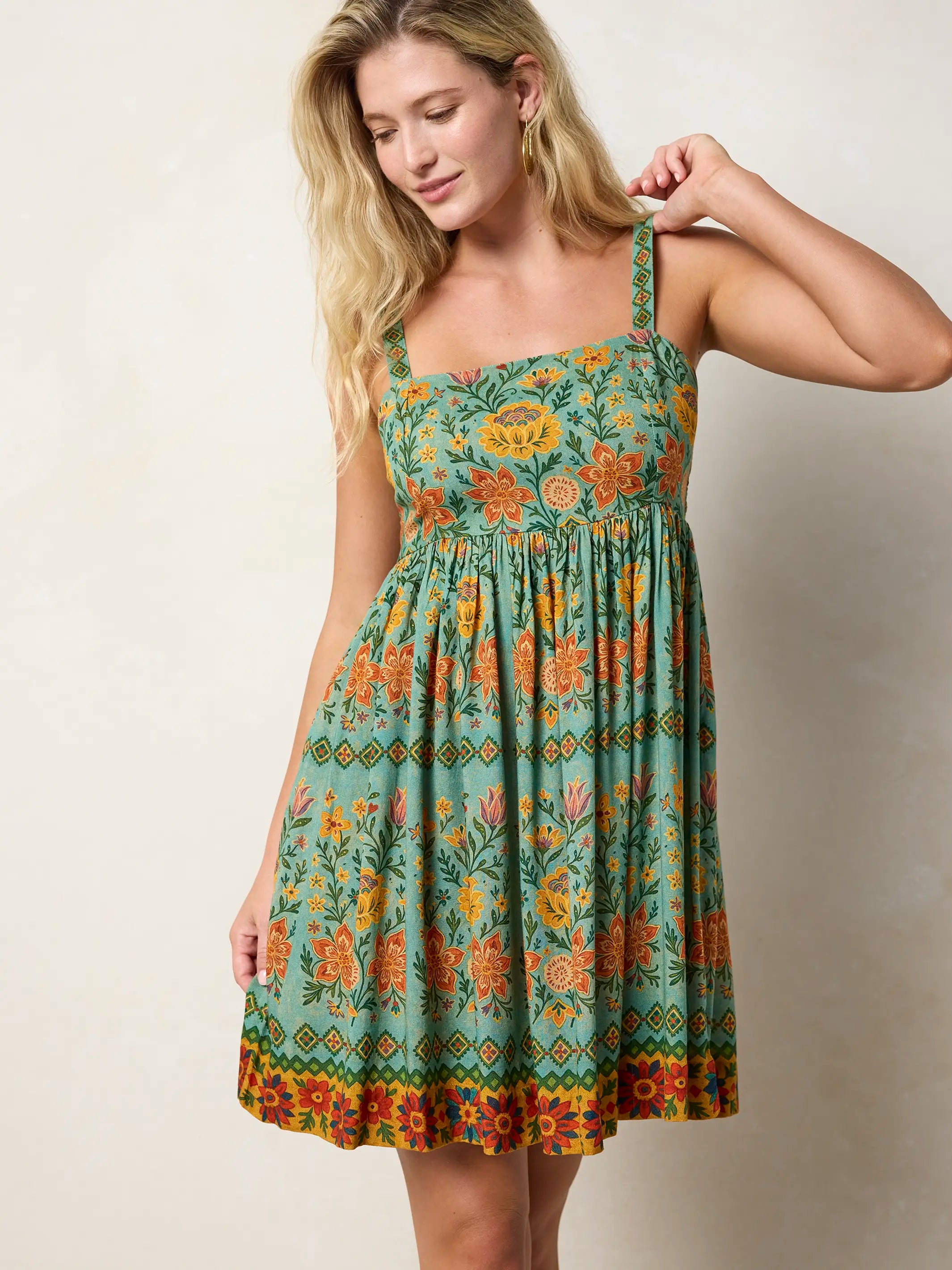 Bailey Mini Dress - Buttercup Floral Seafoam