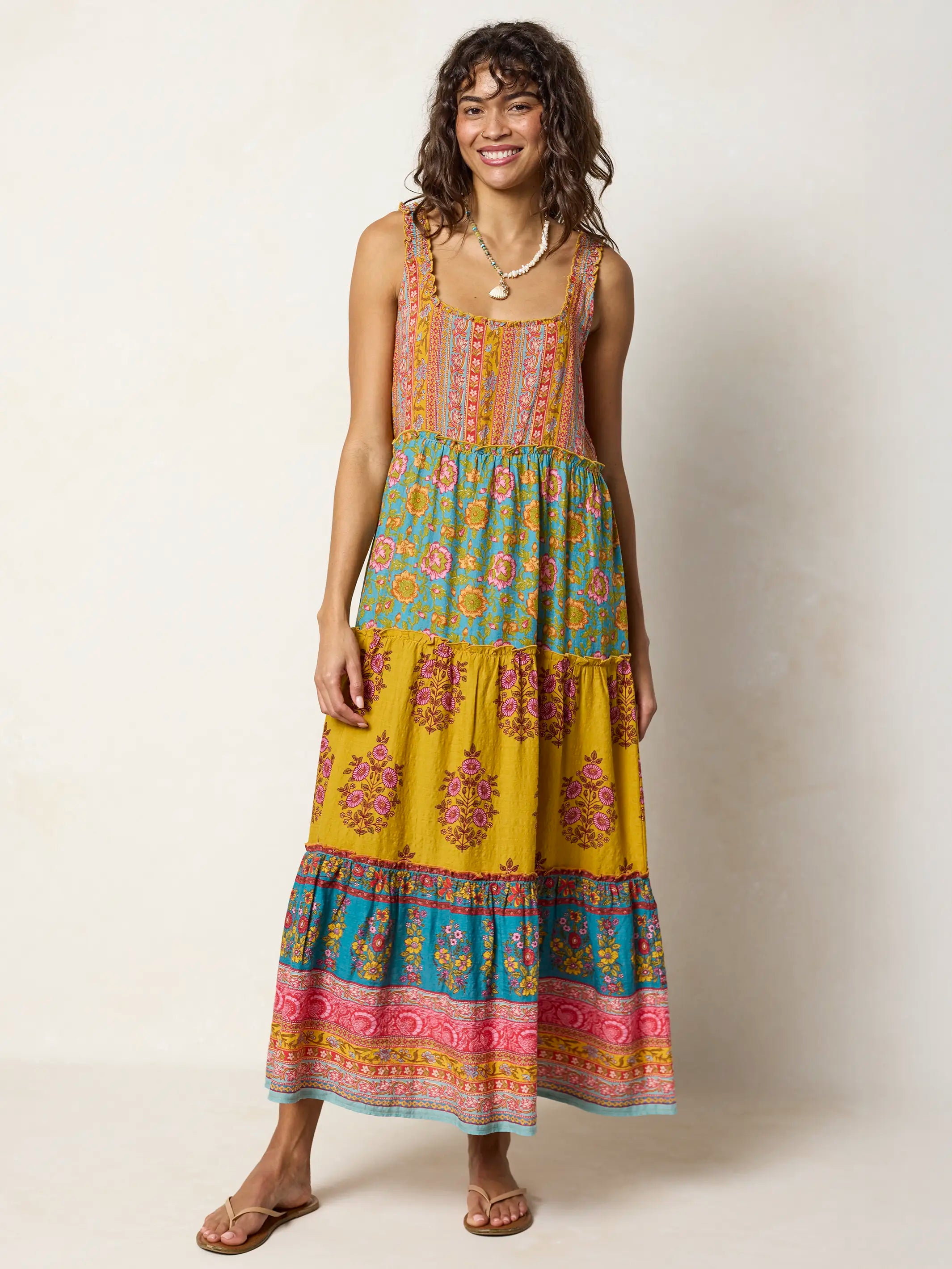Adele Maxi Dress - Wildflower Medallion Gold