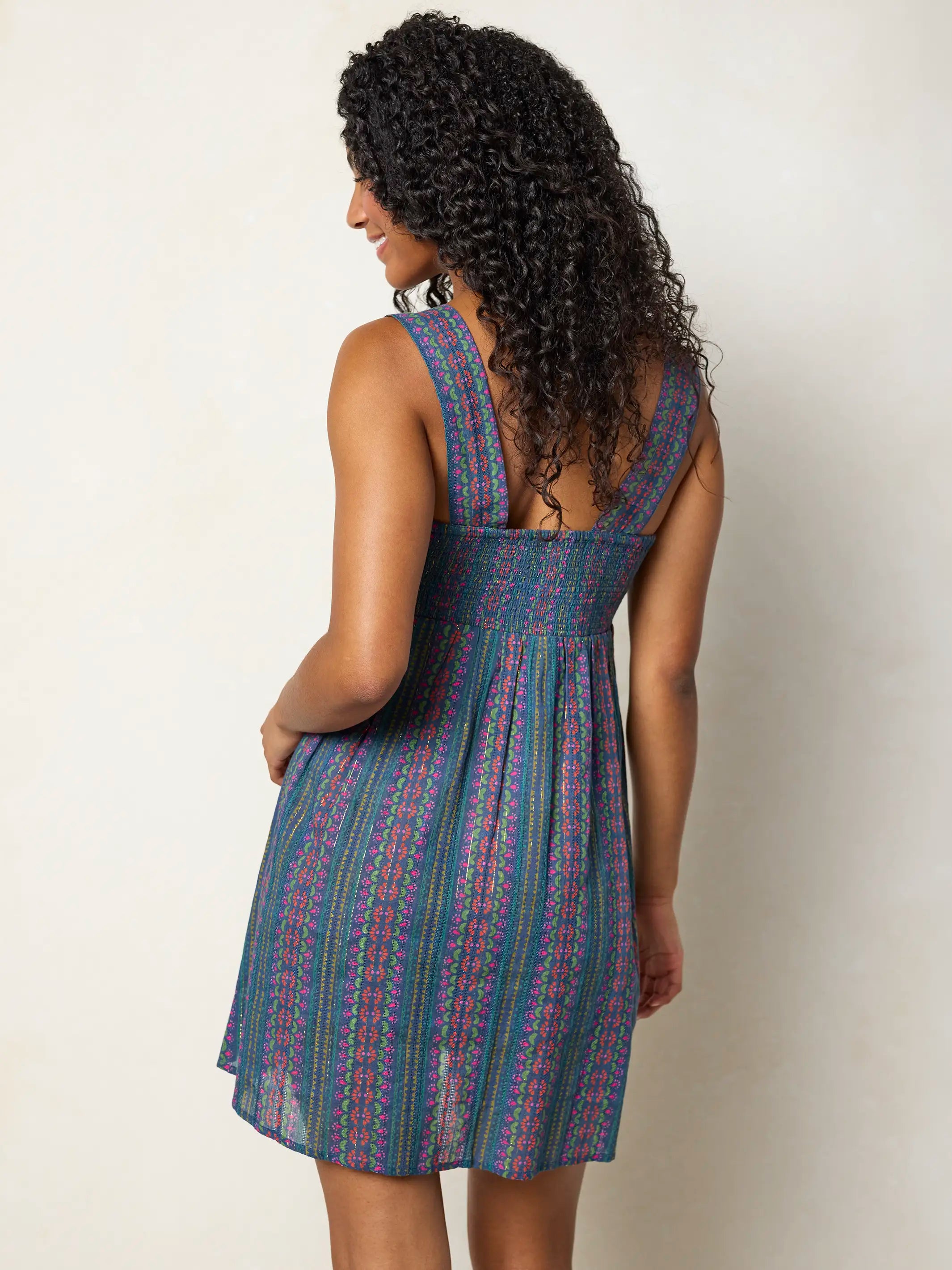 Tricia Mini Dress - Multicolored Folk Stripes