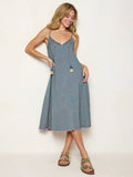 Reversible Cotton Gauze Midi Dress - Blue Gingham