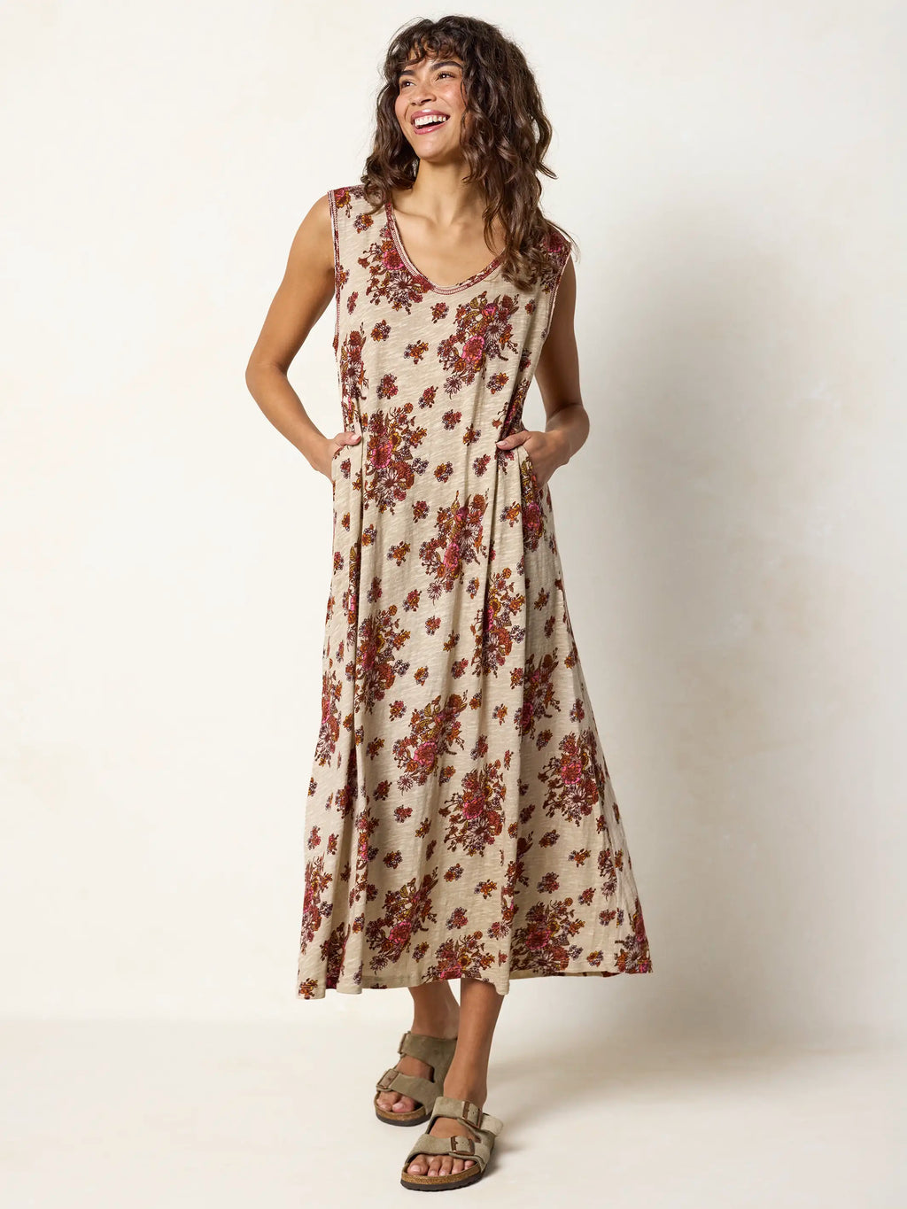 Hangout Cotton Midi Dress - English Garden Cream