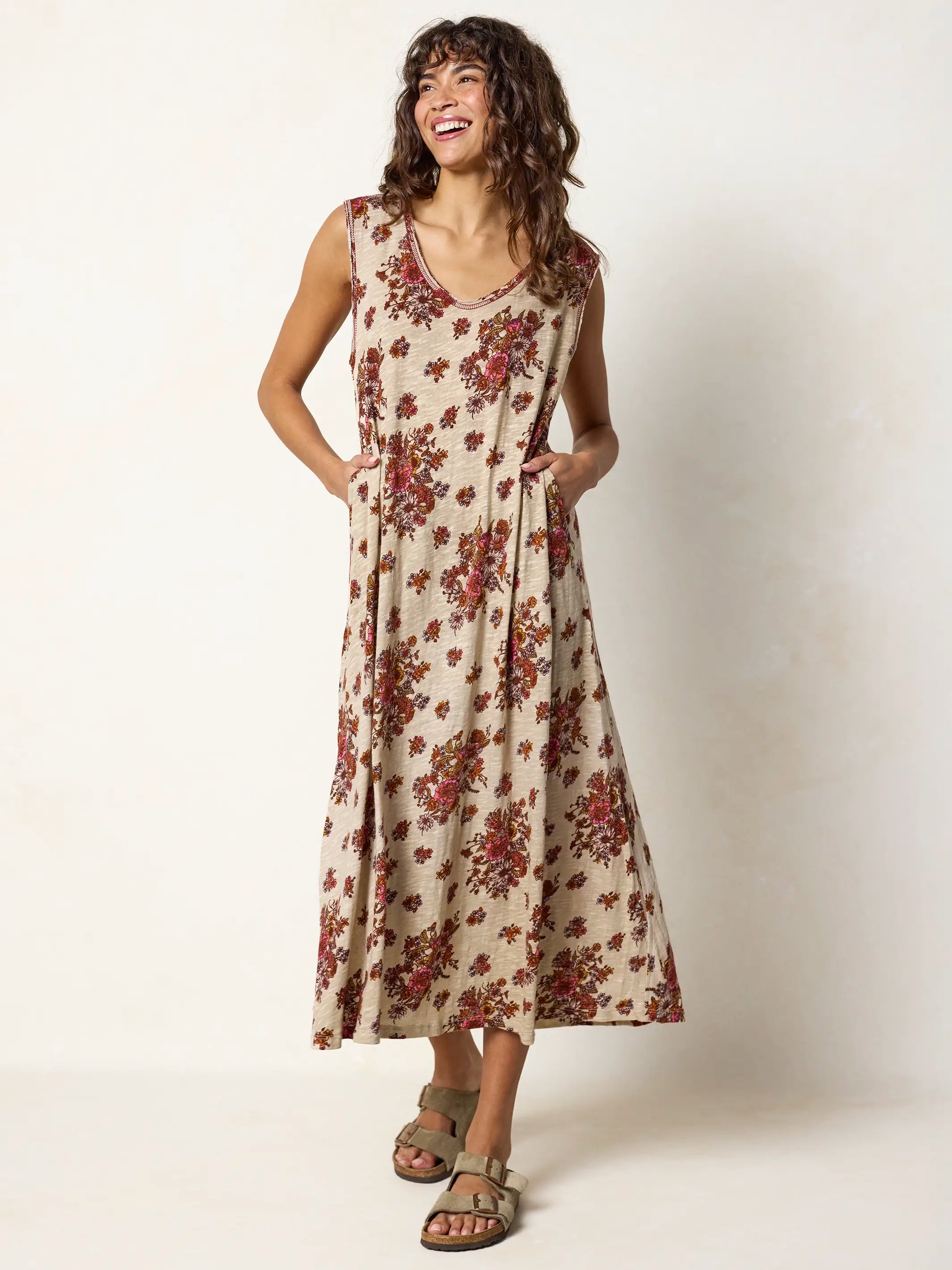 Hangout Cotton Midi Dress - English Garden Cream
