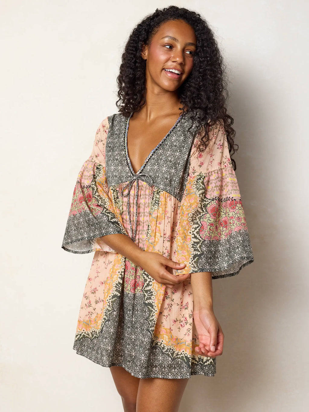 Isabella Mini Dress - Pink Ditsy Frames