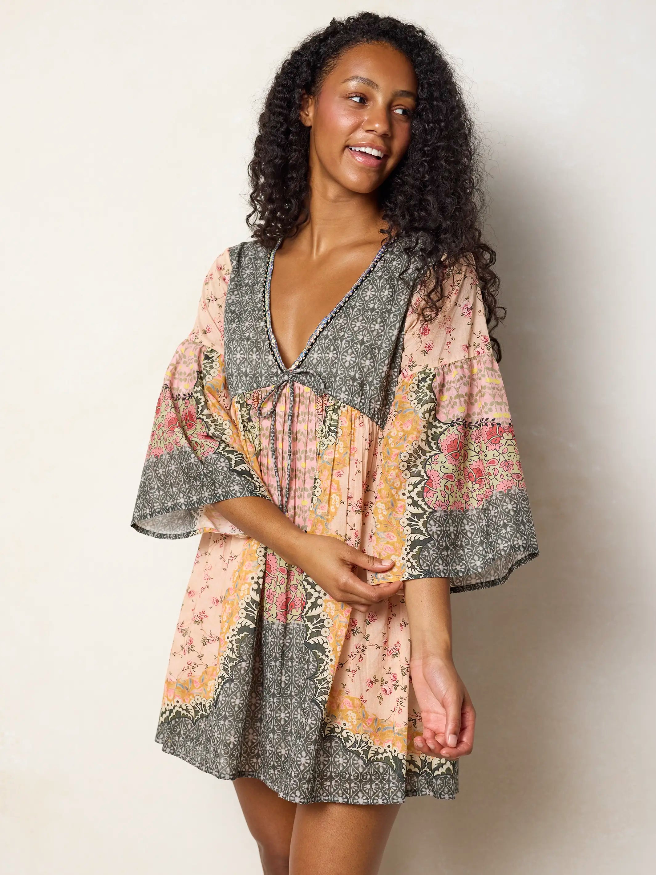 Isabella Mini Dress - Pink Ditsy Frames