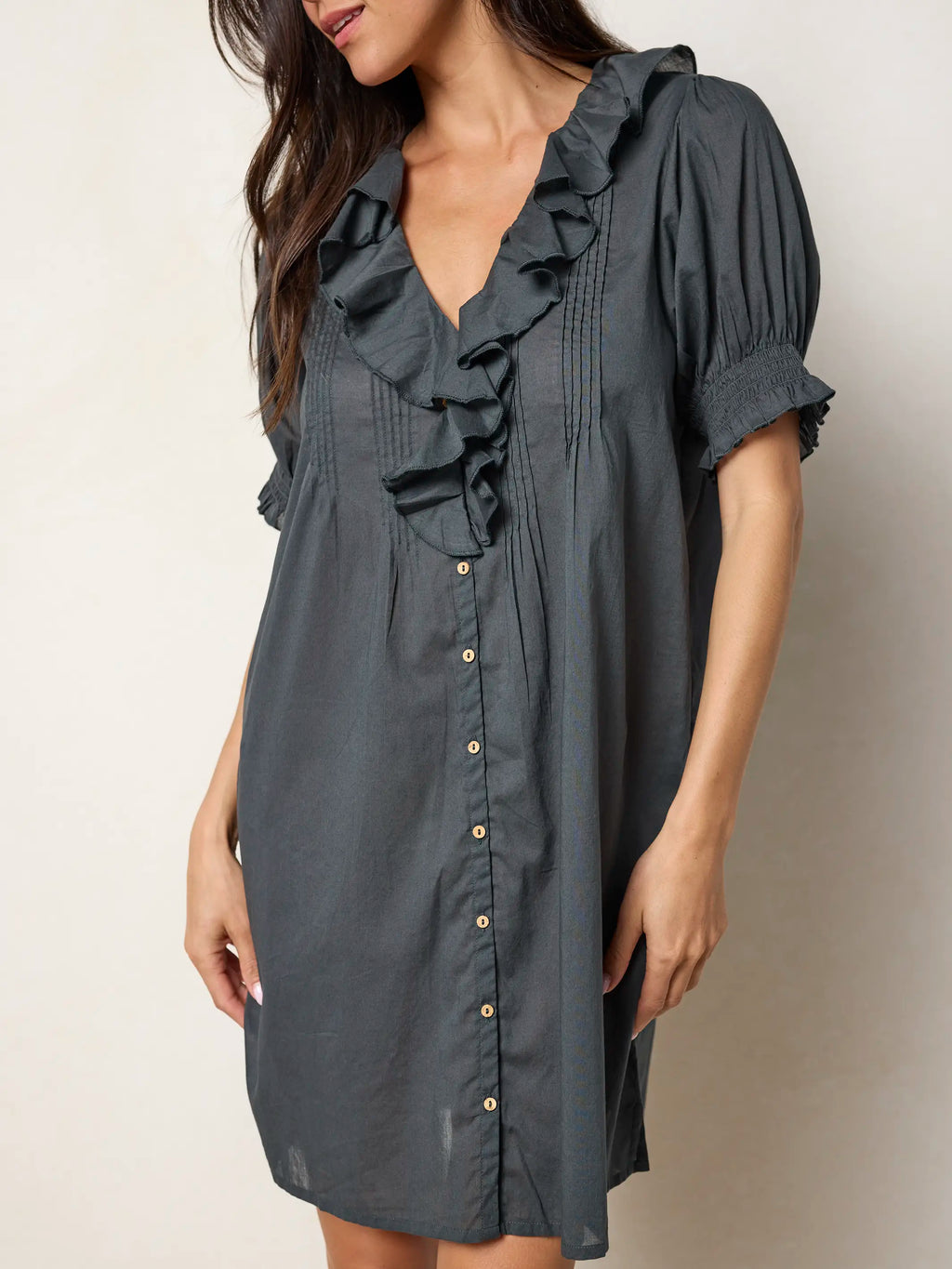 My Favorite Cotton Mini Dress - Charcoal