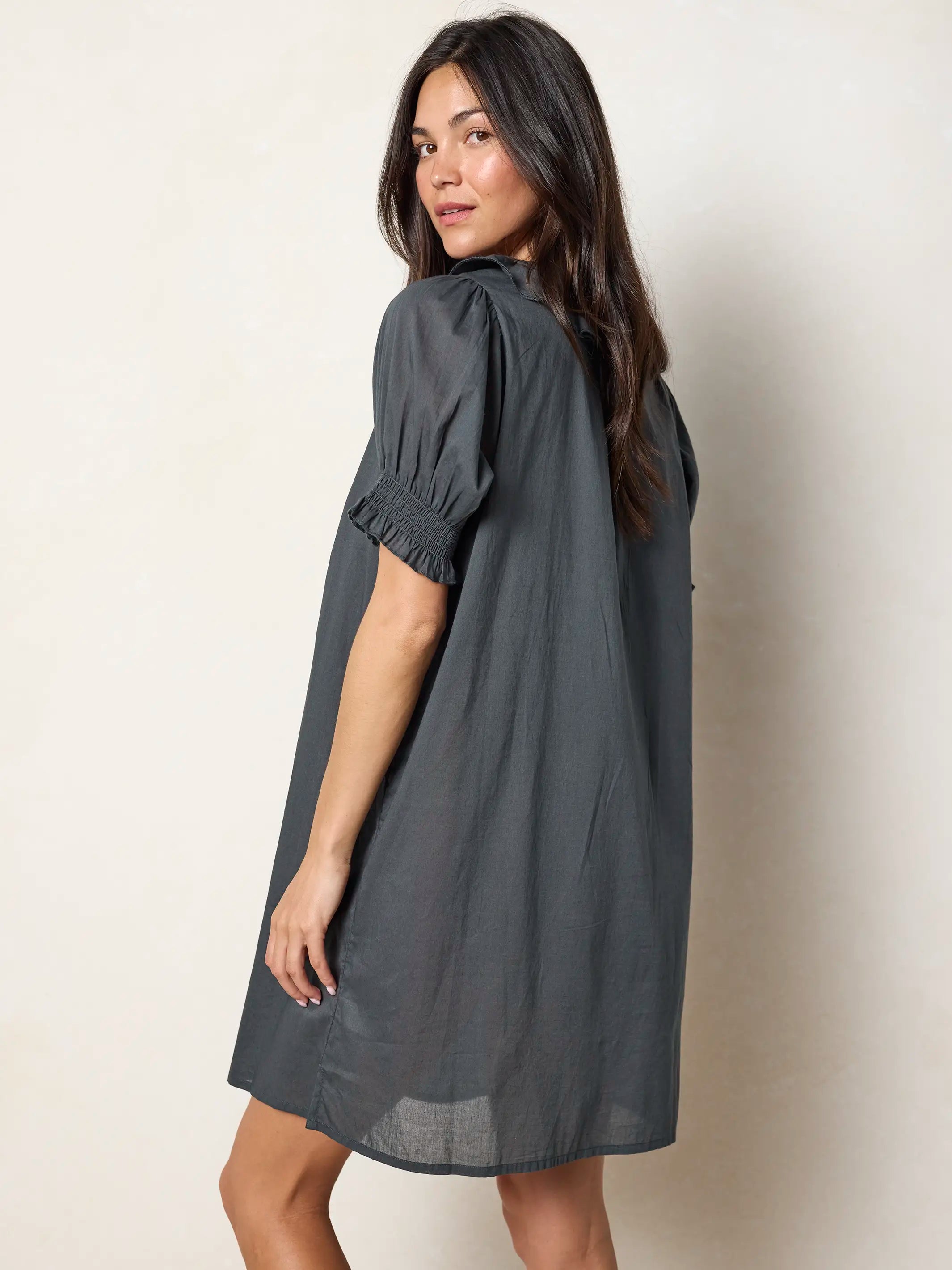 My Favorite Cotton Mini Dress - Charcoal