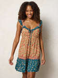 Elizabeth Mini Dress - Blue Cream Ditsy