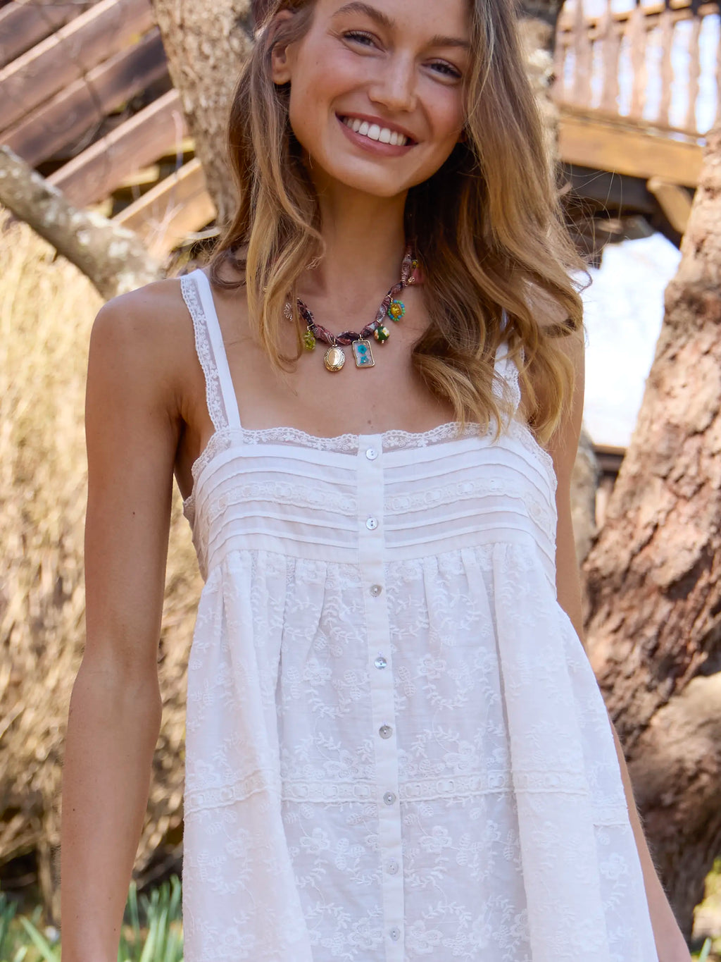 Daria Cotton Lace Mini Dress - White