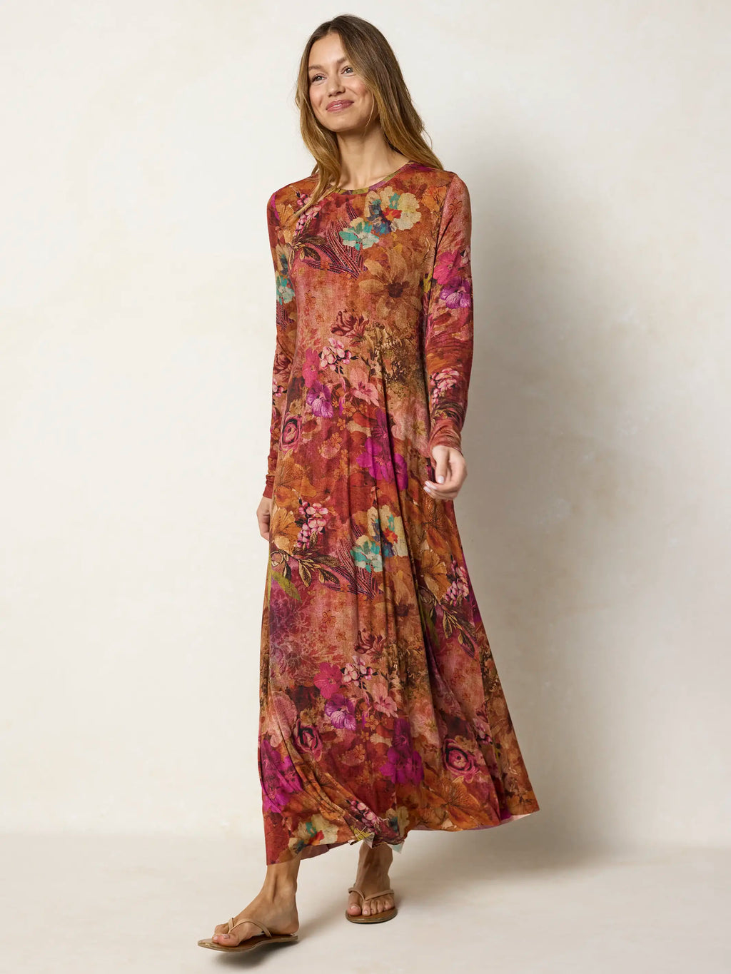 Stevie ButterSoft Knit Maxi Dress - Autumn Electric Garden